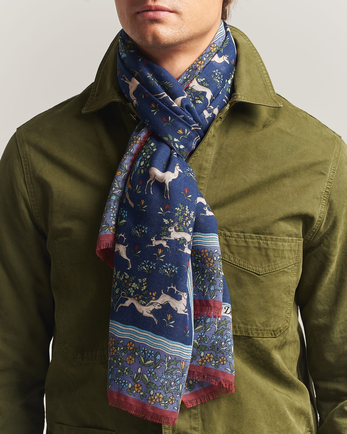 Herren | Tücher | Drake's | Archival Animals Wool/Silk Scarf Navy
