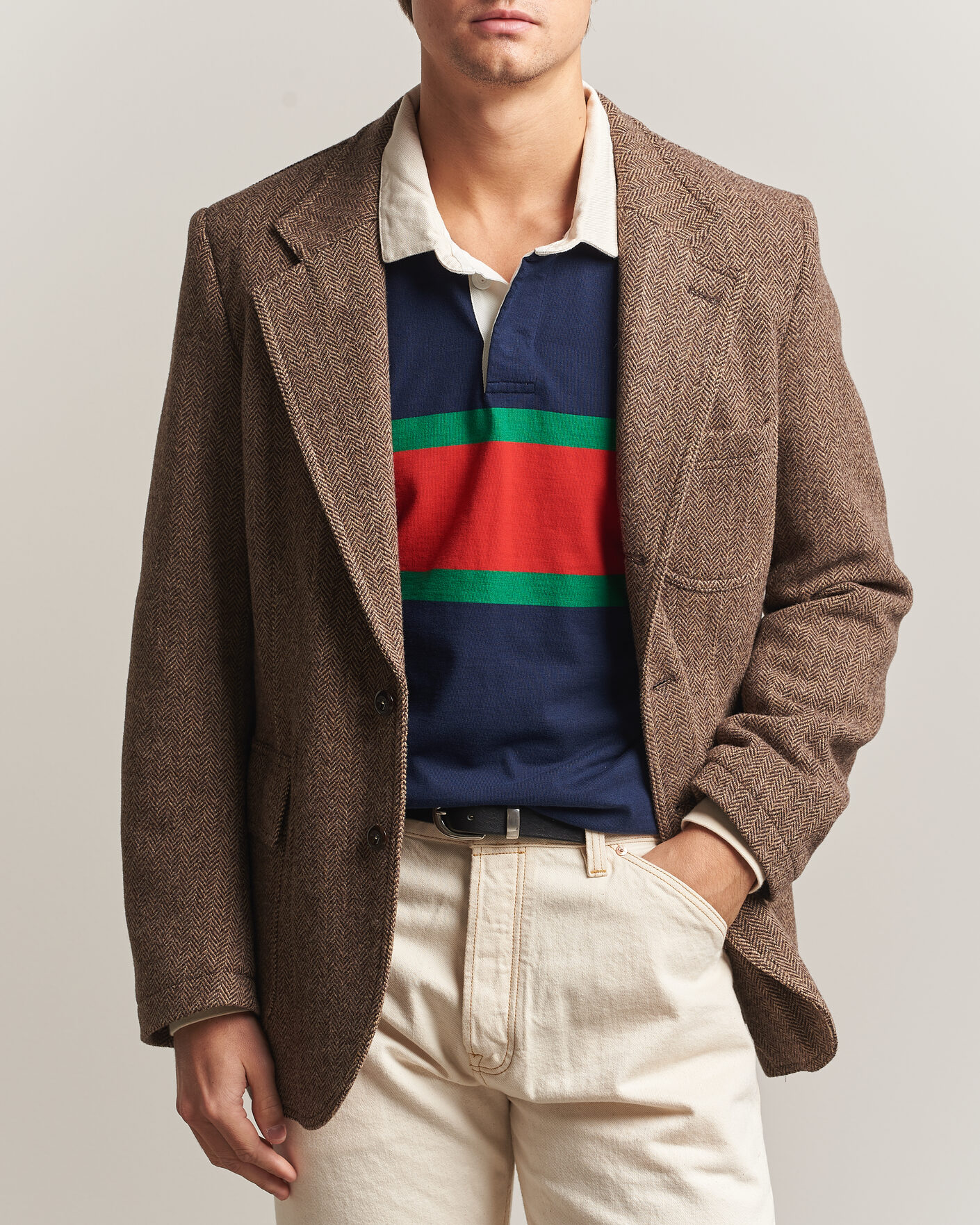 Herren | Sakkos | Drake's | MKVII Tweed Herringbone Games Blazer Brown