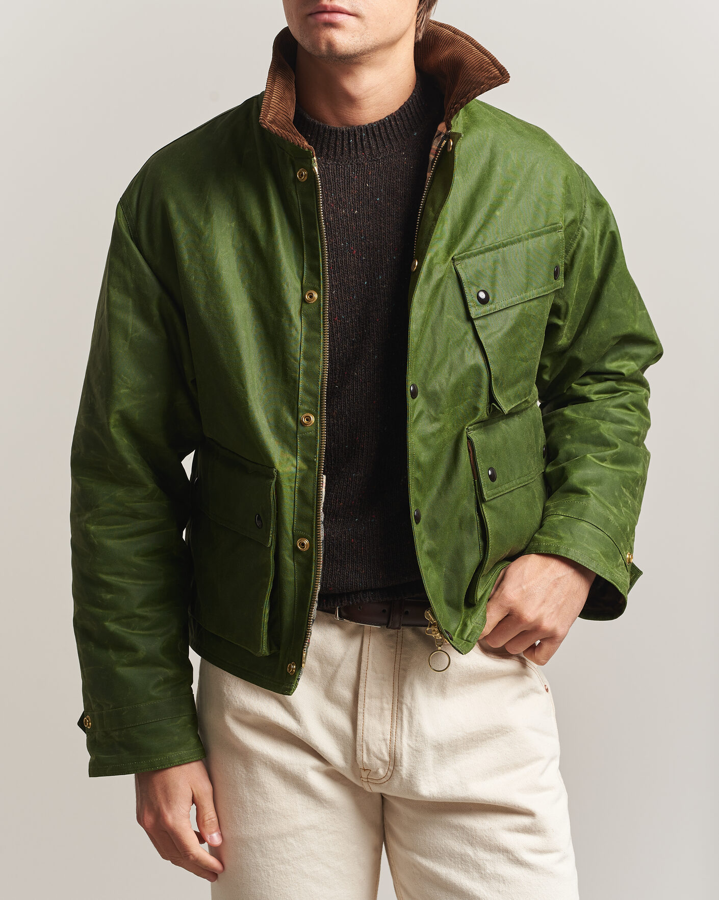 Herren | Jacken | Drake's | Waxed Wader Jacket Lemongrass