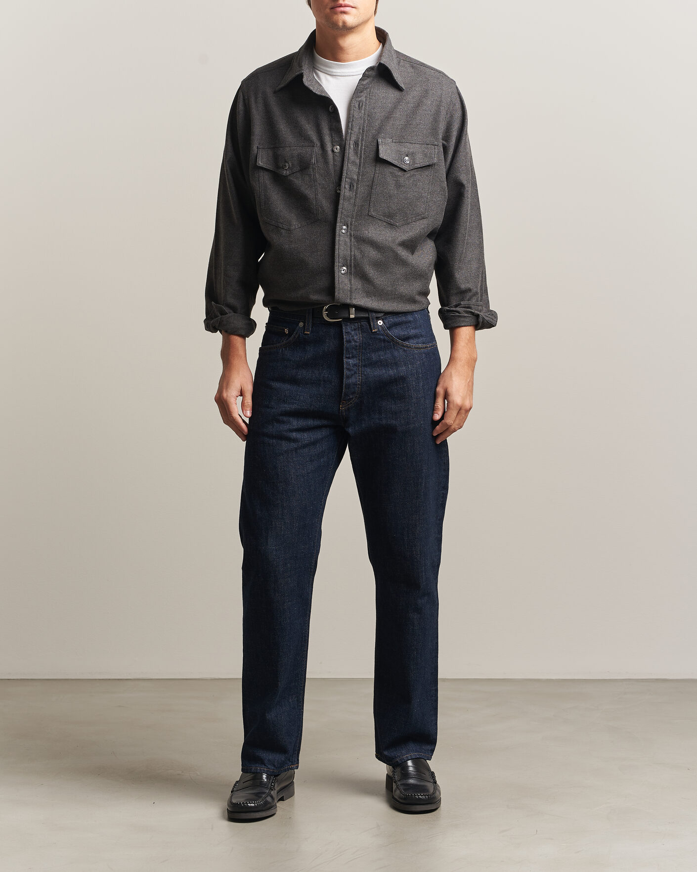 Herren | Hemden | Drake's | Two Pocket Casual Shirt Grey