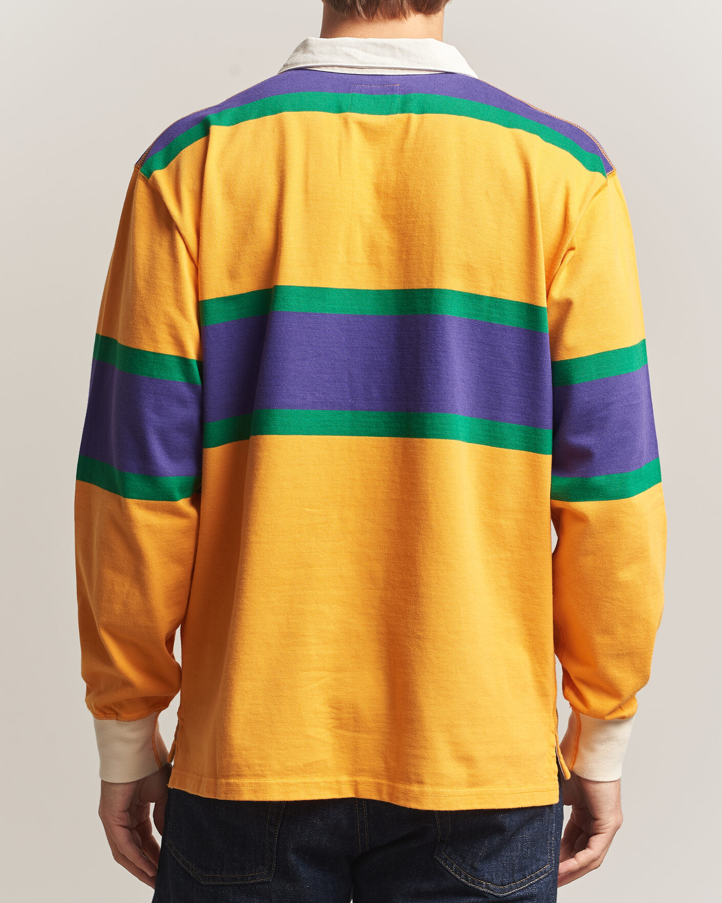 Herren | Pullover | Drake's | Block Stripe Rugby Yellow