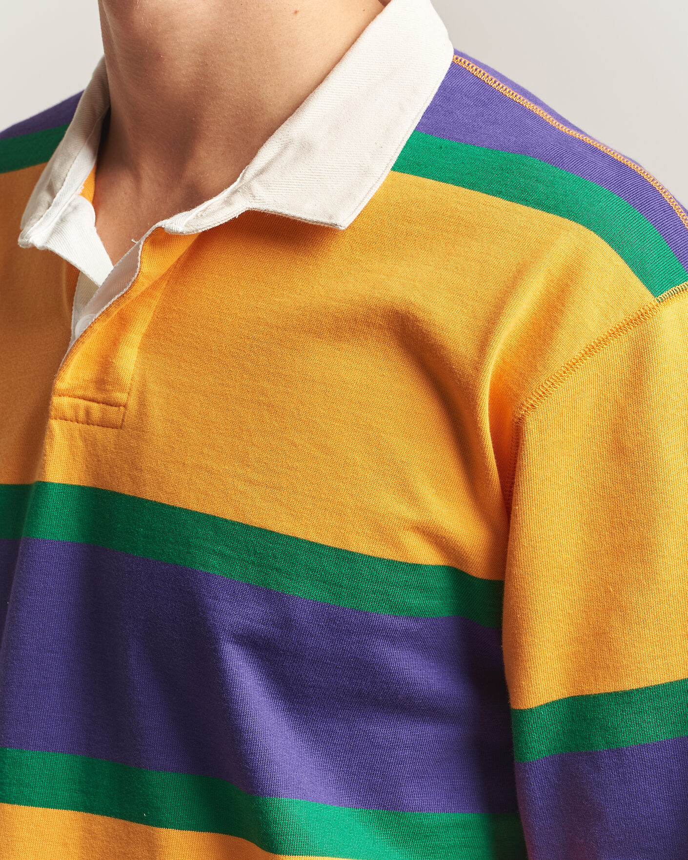 Herren | Pullover | Drake's | Block Stripe Rugby Yellow