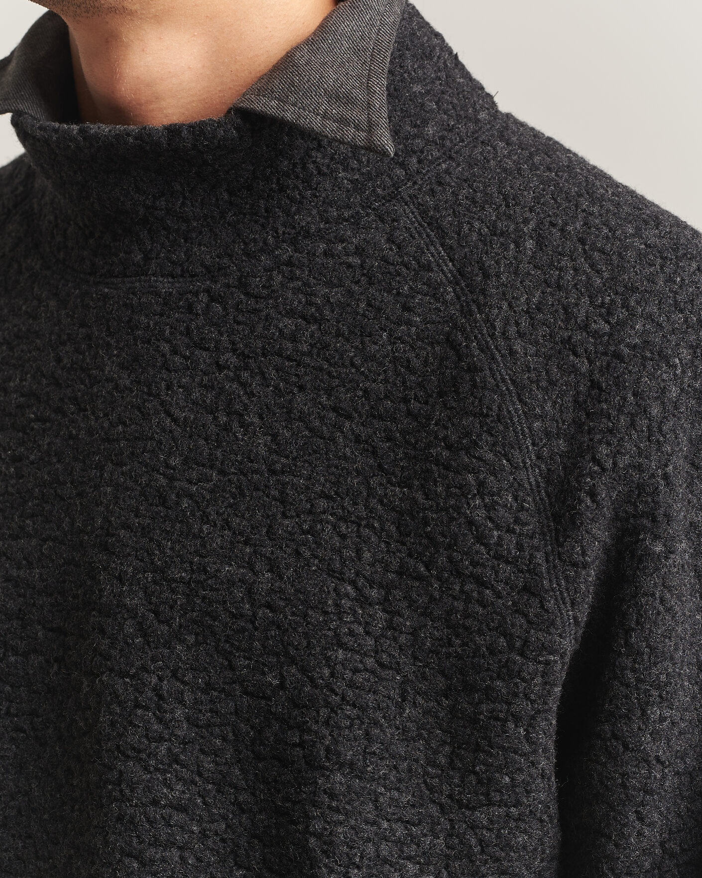 Herren | Pullover | Drake's | Mock Neck Fleece Grey