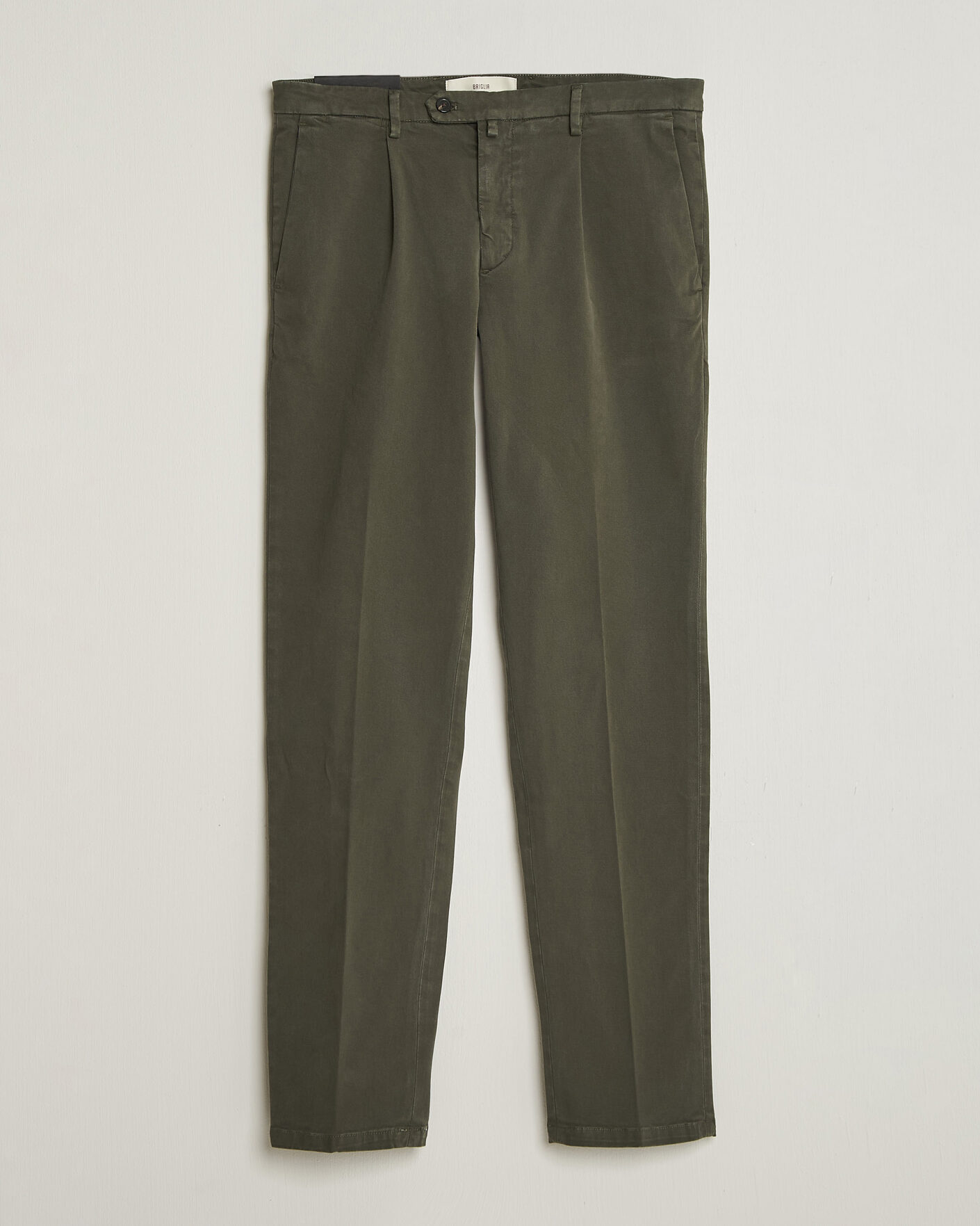Herren | Hosen | Briglia 1949 | Easy Fit Pleated Cotton Stretch Trousers Military