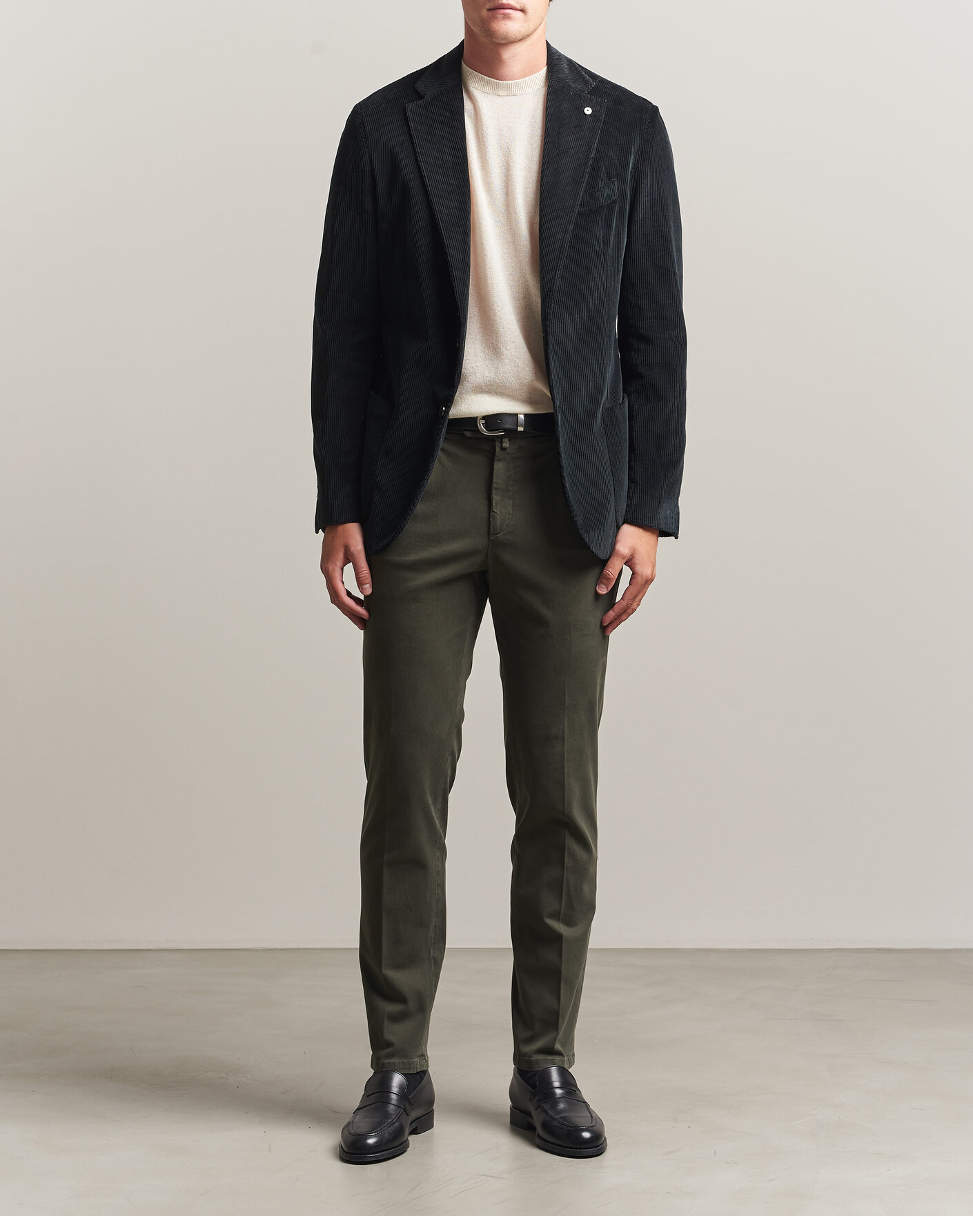 Herren | Hosen | Briglia 1949 | Easy Fit Pleated Cotton Stretch Trousers Military