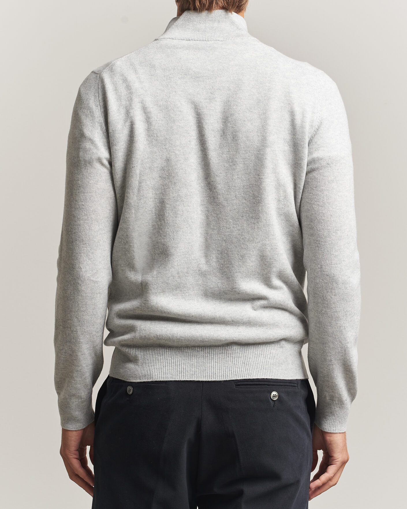 Herren | Pullover | Gran Sasso | Wool/Cashmere Half Zip Light Grey Melange