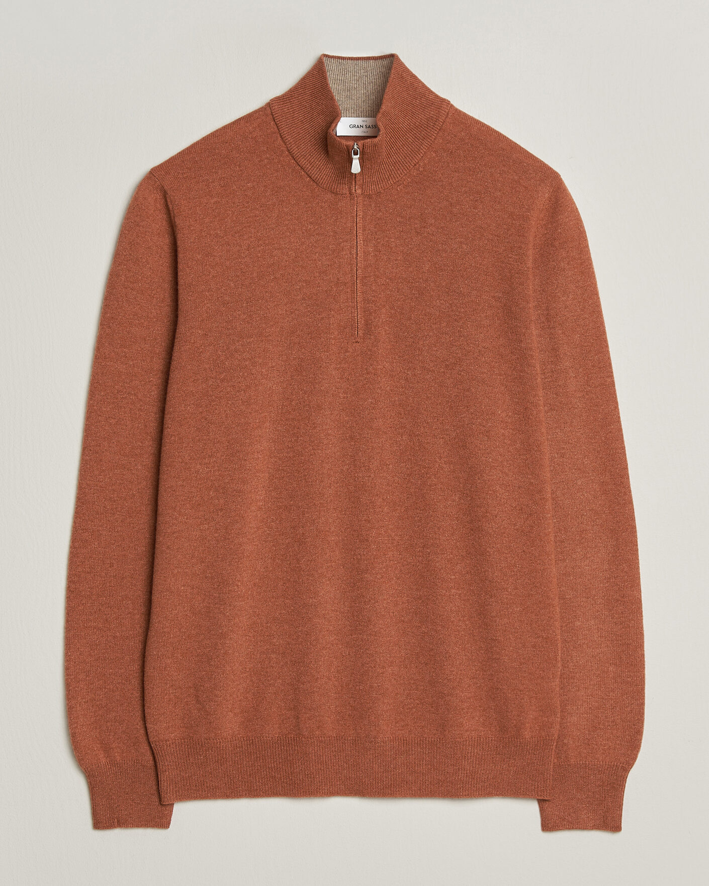 Herren | Pullover | Gran Sasso | Wool/Cashmere Half Zip Rust Orange