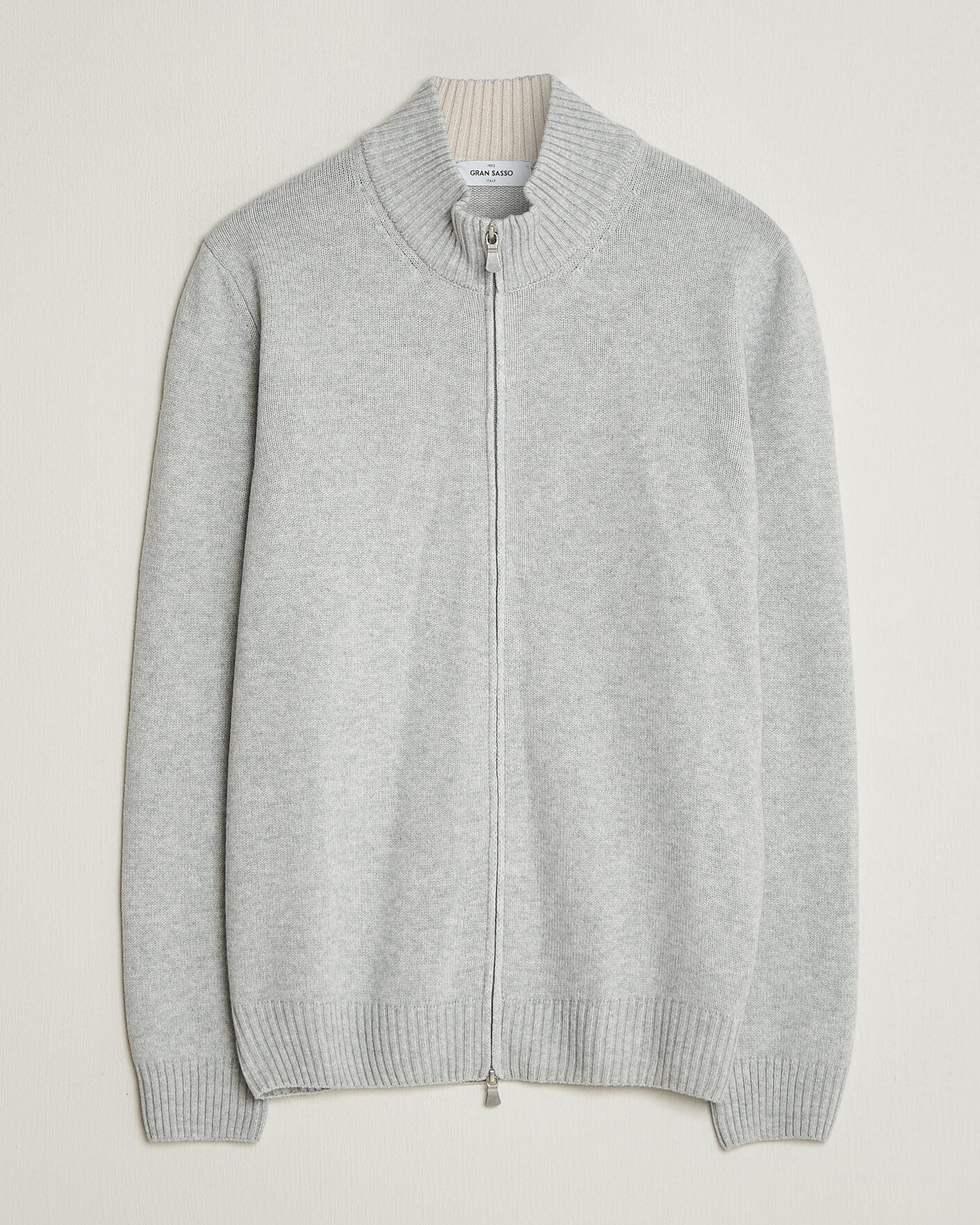 Herren | Pullover | Gran Sasso | Wool/Cashmere Full Zip Light Grey Melange
