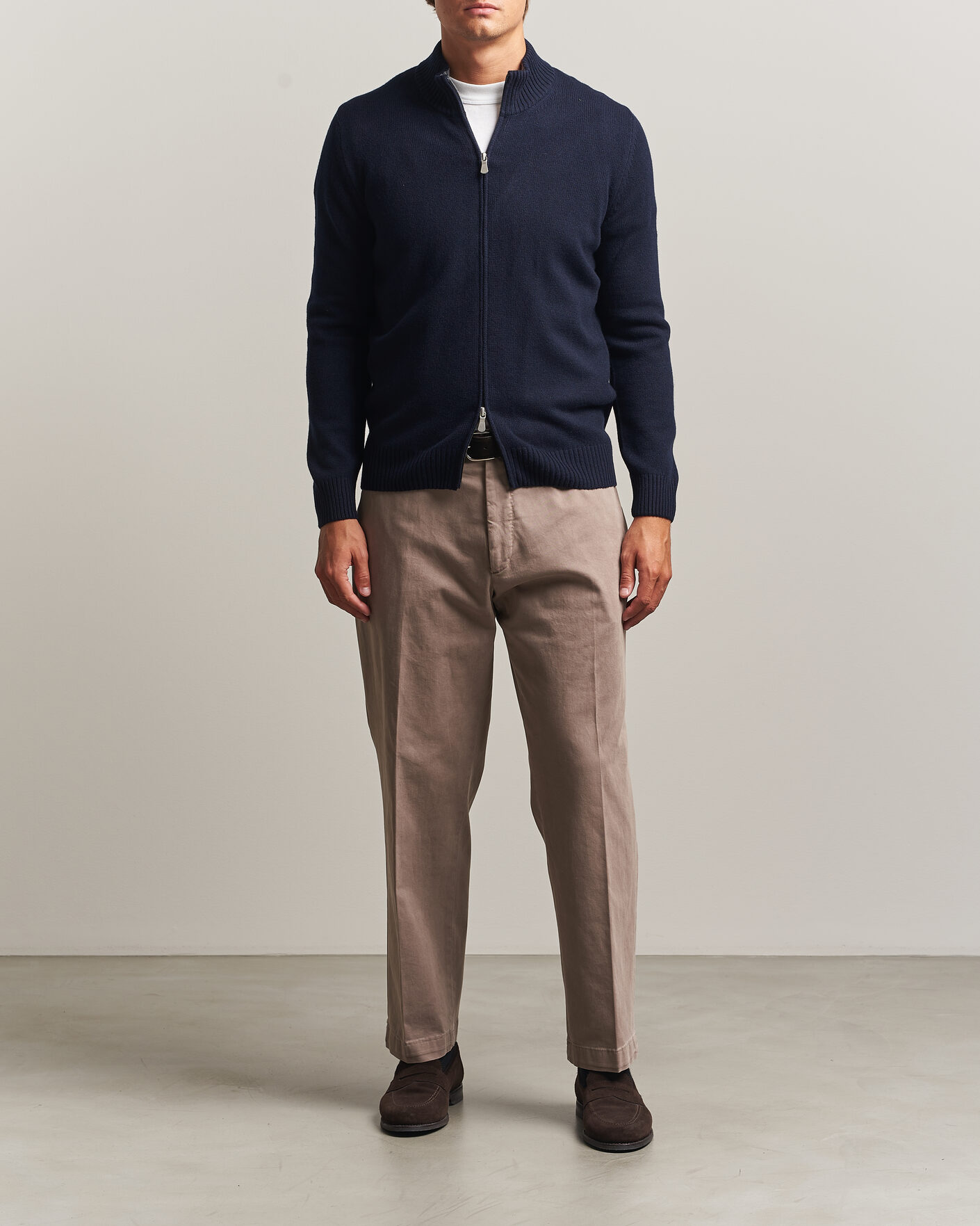Herren | Pullover | Gran Sasso | Wool/Cashmere Full Zip Navy