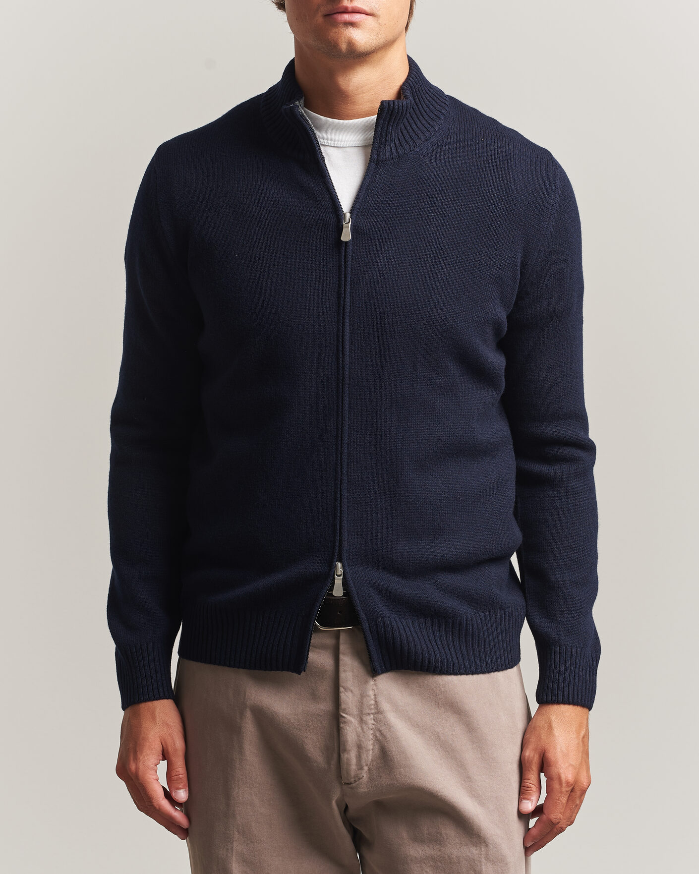 Herren | Pullover | Gran Sasso | Wool/Cashmere Full Zip Navy