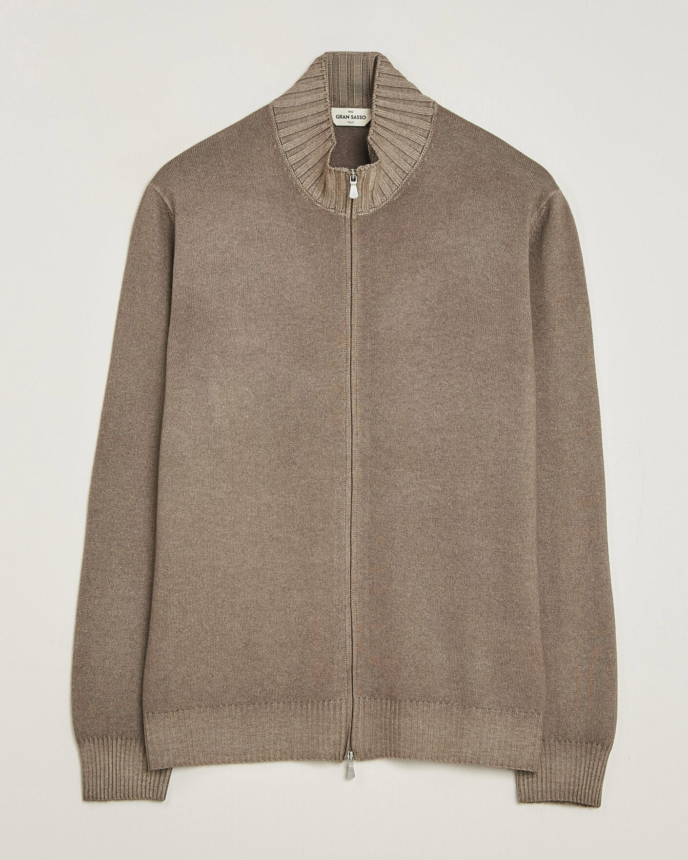 Herren | Pullover | Gran Sasso | Wool/Cashmere Washed Full Zip Brown Melange