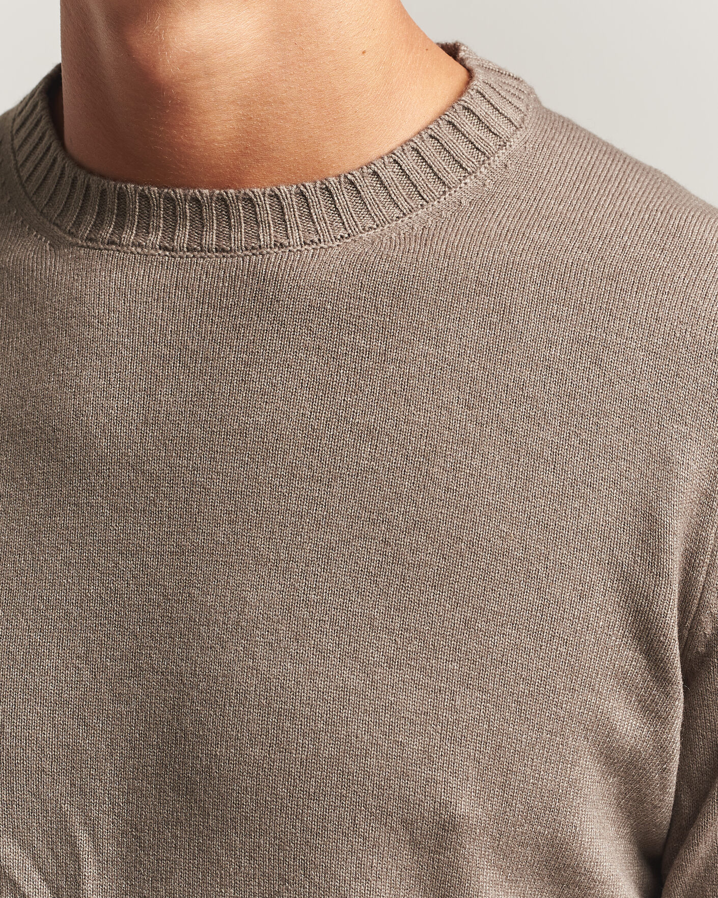 Herren | Pullover | Gran Sasso | Wool/Cashmere Washed Crew Neck Brown Melange