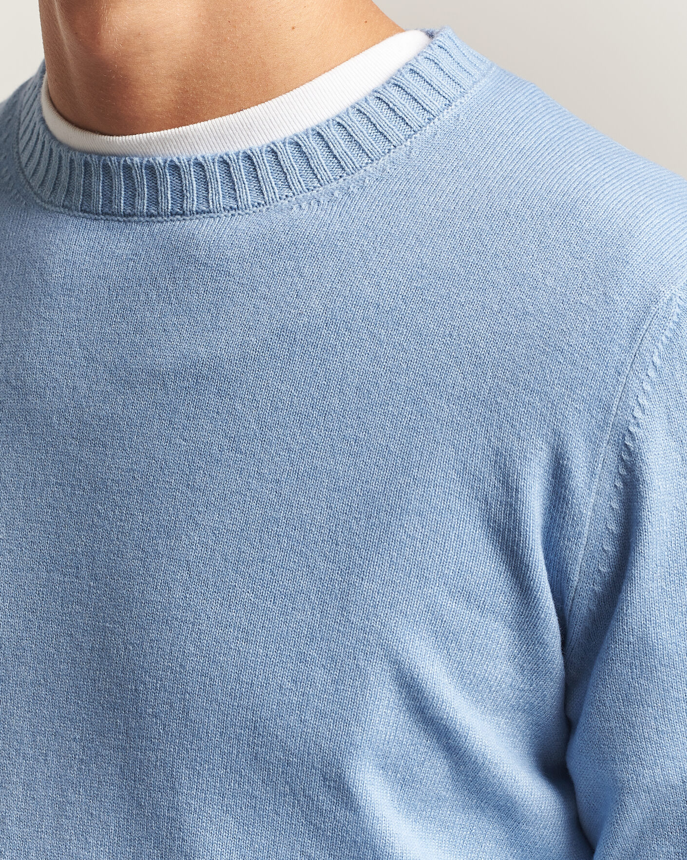 Herren | Pullover | Gran Sasso | Wool/Cashmere Washed Crew Neck Blue Melange