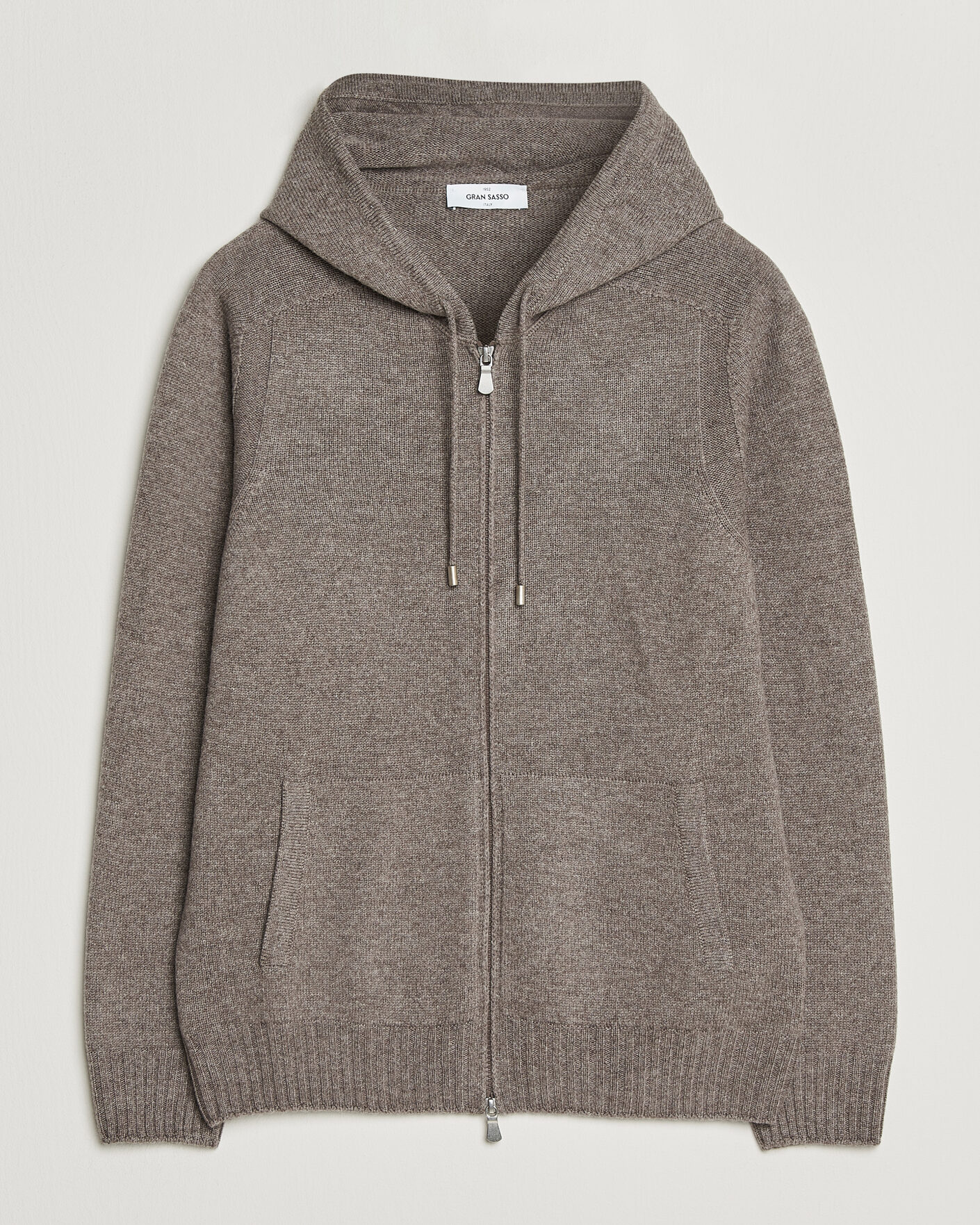 Herren | Pullover | Gran Sasso | Full Zip Wool Hoodie Taupe Melange