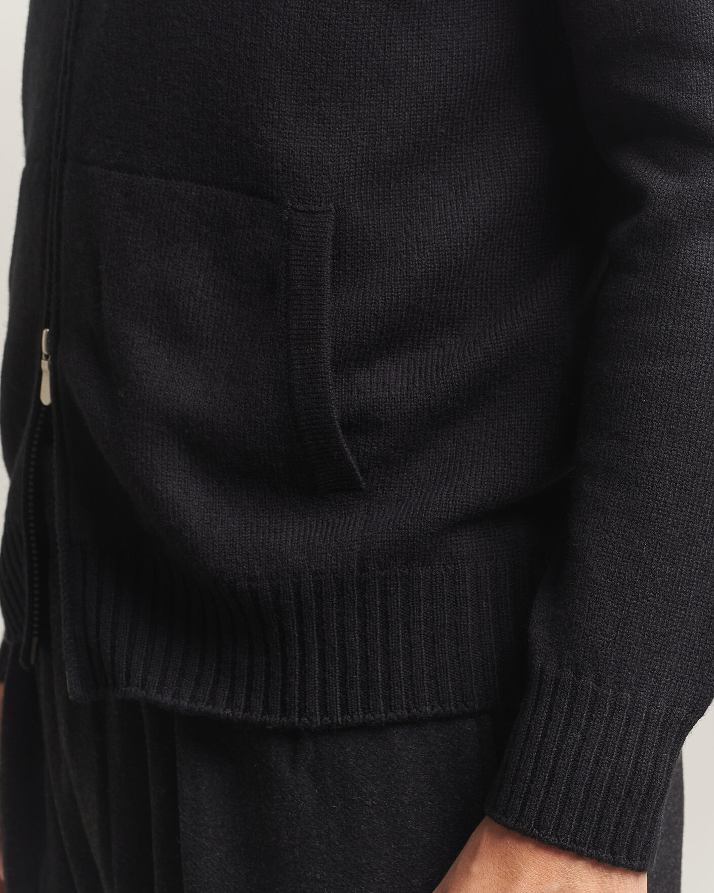 Herren | Pullover | Gran Sasso | Full Zip Wool Hoodie Black