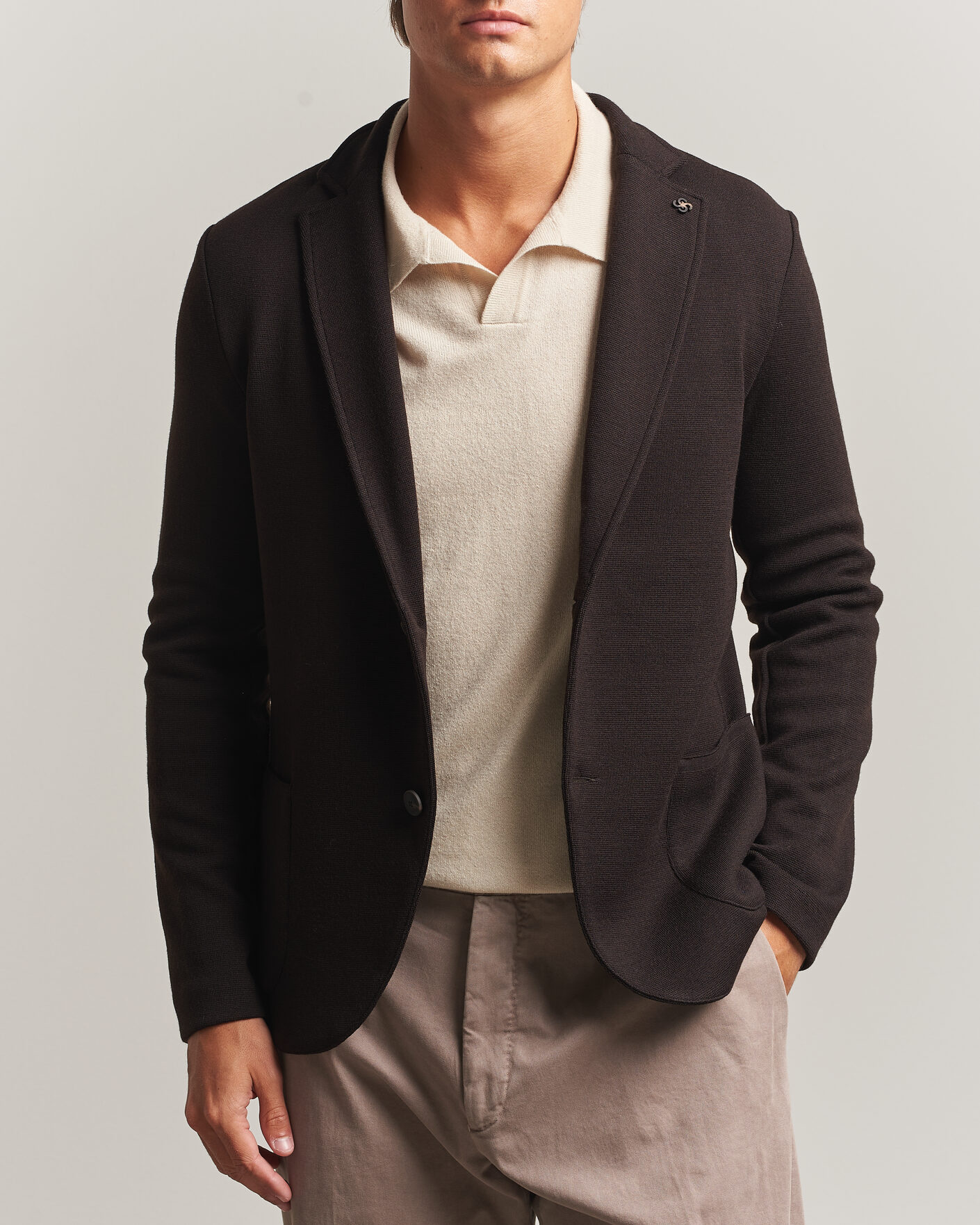 Herren | Sakkos | Gran Sasso | Rainwool Knitted Blazer Dark Brown