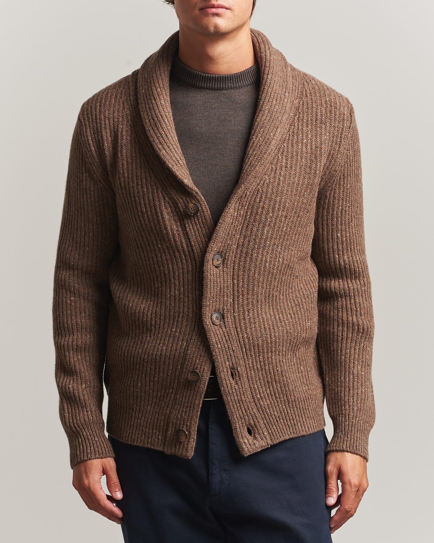 Herren | Pullover | Gran Sasso | Wool/Cashmere Donegal Cardigan Brown