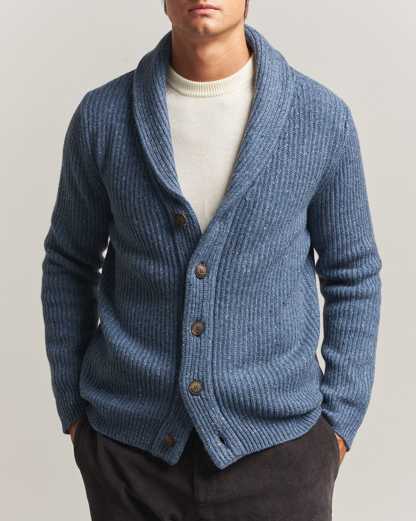 Herren | Pullover | Gran Sasso | Wool/Cashmere Donegal Cardigan Blue