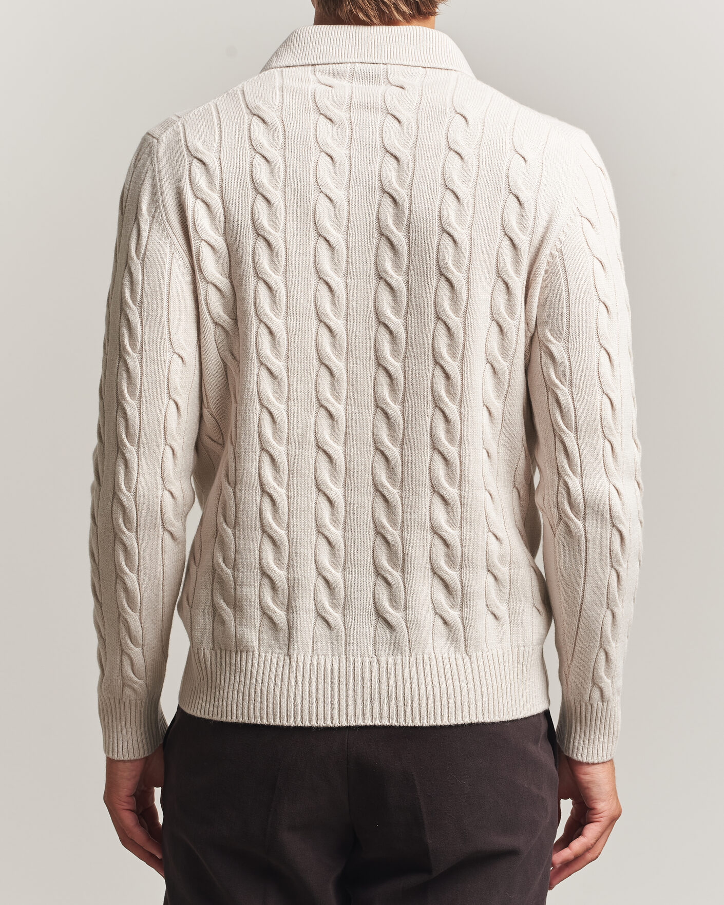 Herren | Pullover | Gran Sasso | Wool/Cashmere Cable Polo Beige Melange