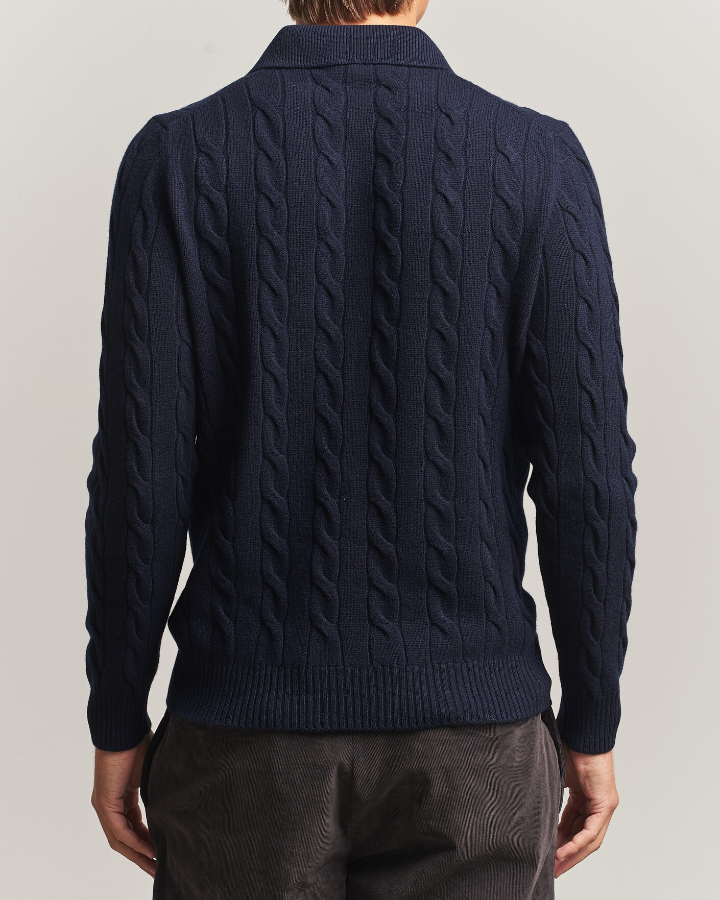 Herren | Pullover | Gran Sasso | Wool/Cashmere Cable Polo Navy
