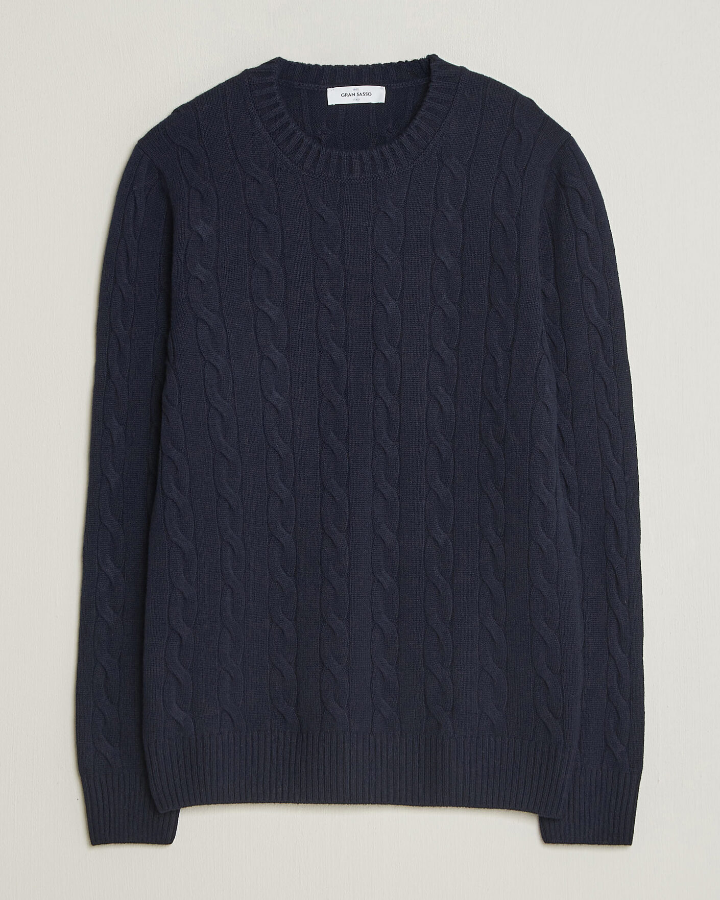 Herren | Pullover | Gran Sasso | Wool/Cashmere Cable Crew Neck Navy