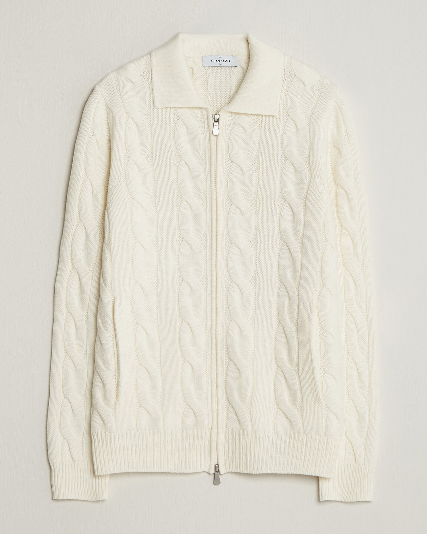 Herren | Pullover | Gran Sasso | Wool/Cashmere Cable Full Zip Cream