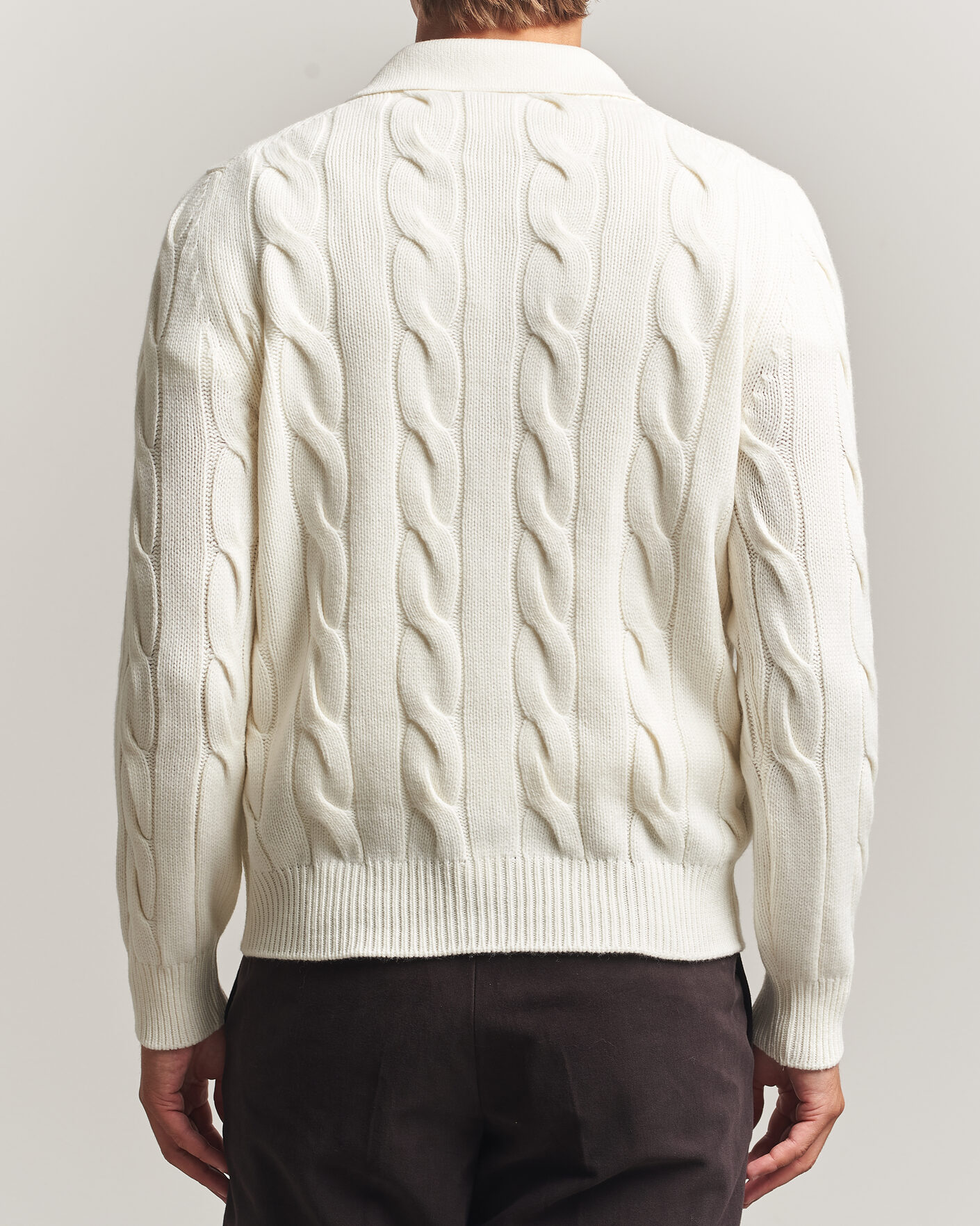 Herren | Pullover | Gran Sasso | Wool/Cashmere Cable Full Zip Cream