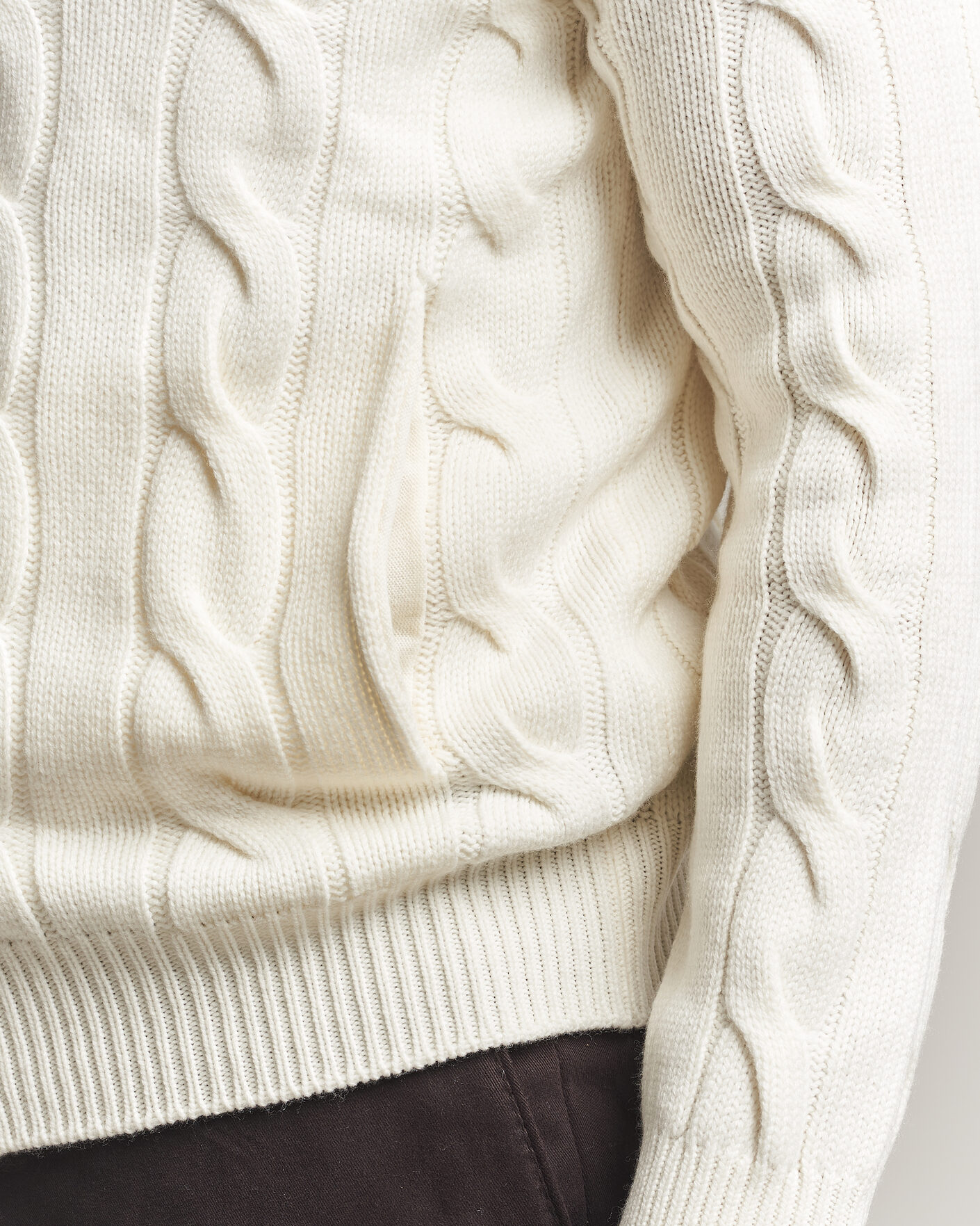 Herren | Pullover | Gran Sasso | Wool/Cashmere Cable Full Zip Cream