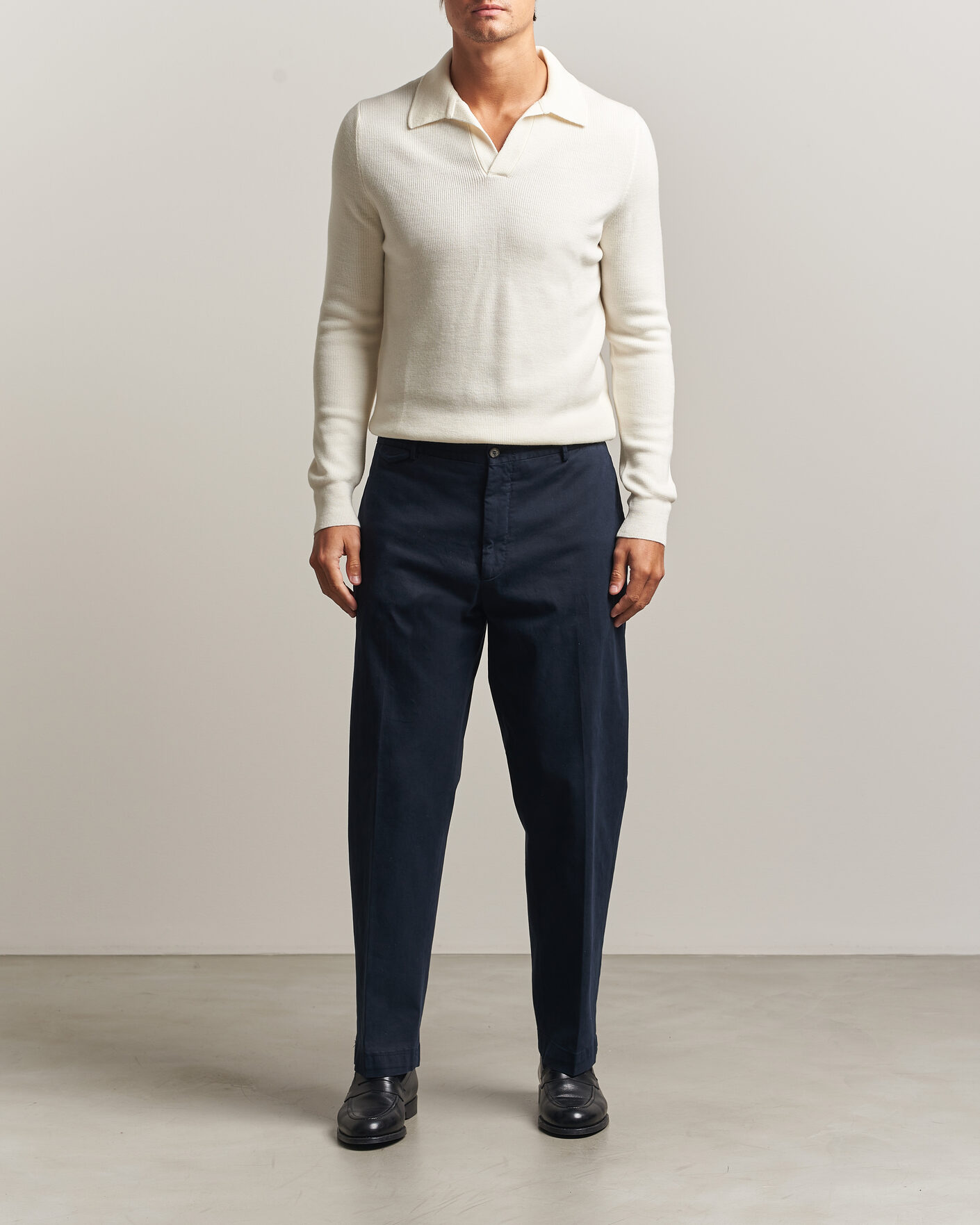 Herren | Pullover | Gran Sasso | Merino Knitted Polo Cream