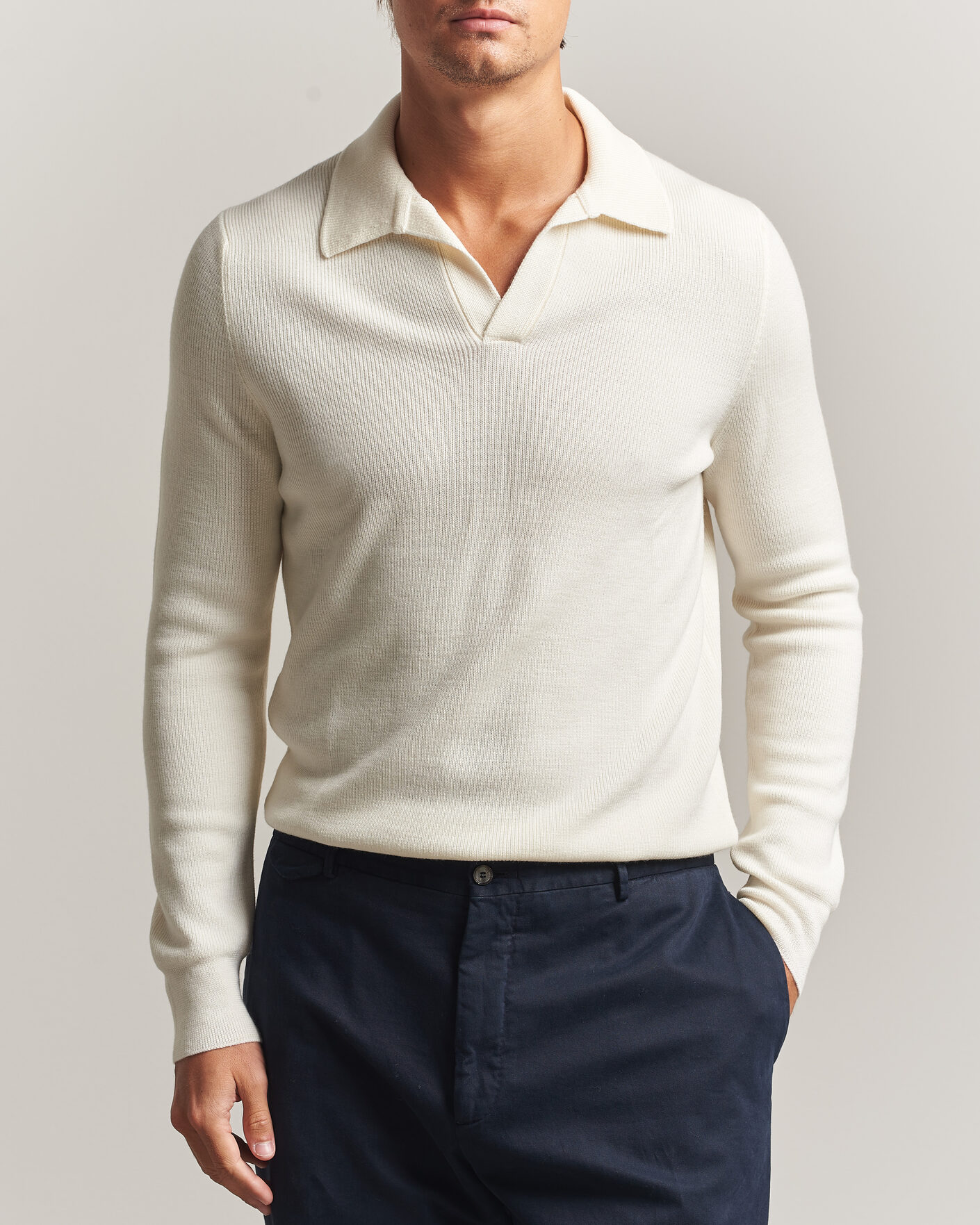 Herren | Pullover | Gran Sasso | Merino Knitted Polo Cream