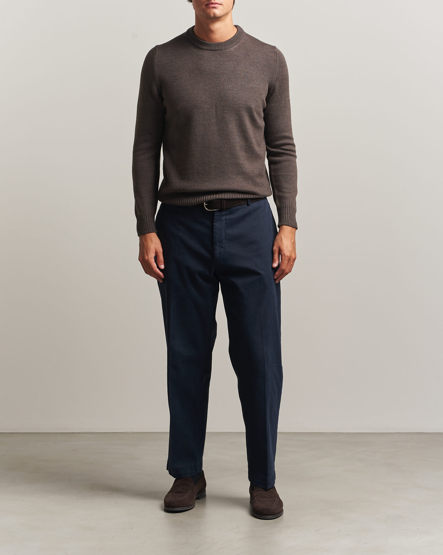 Herren | Pullover | Gran Sasso | Merino Knitted Crew Neck Brown Melange