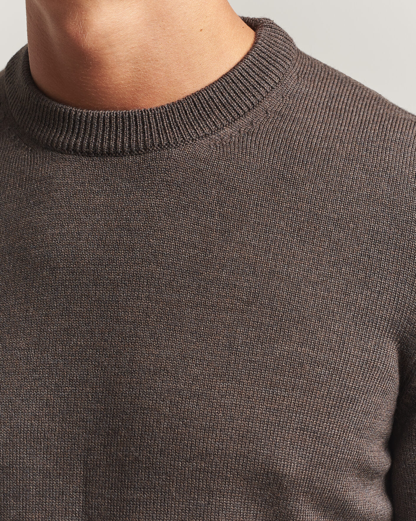 Herren | Pullover | Gran Sasso | Merino Knitted Crew Neck Brown Melange