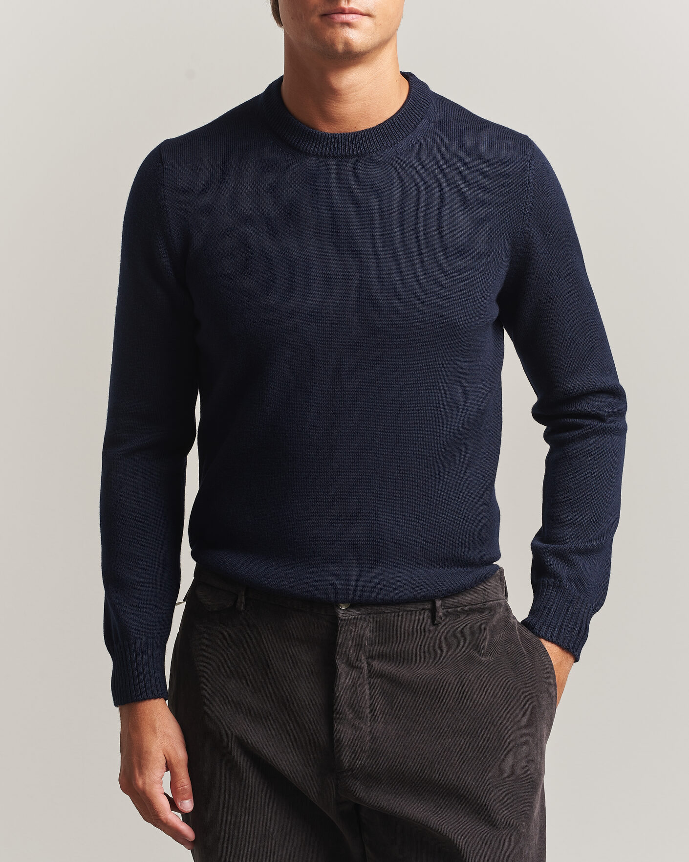 Herren | Pullover | Gran Sasso | Merino Knitted Crew Neck Navy