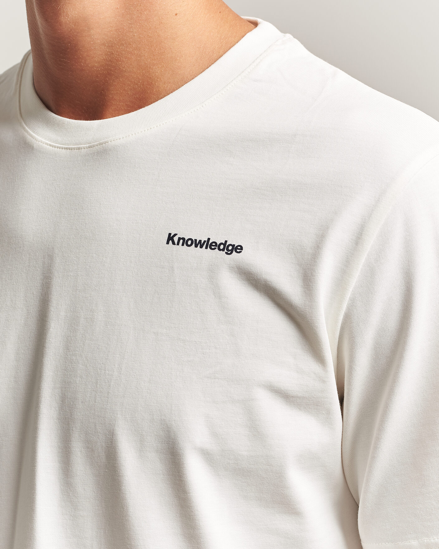 Herren | T-Shirts | KnowledgeCotton Apparel | Back Print T-Shirt Egret