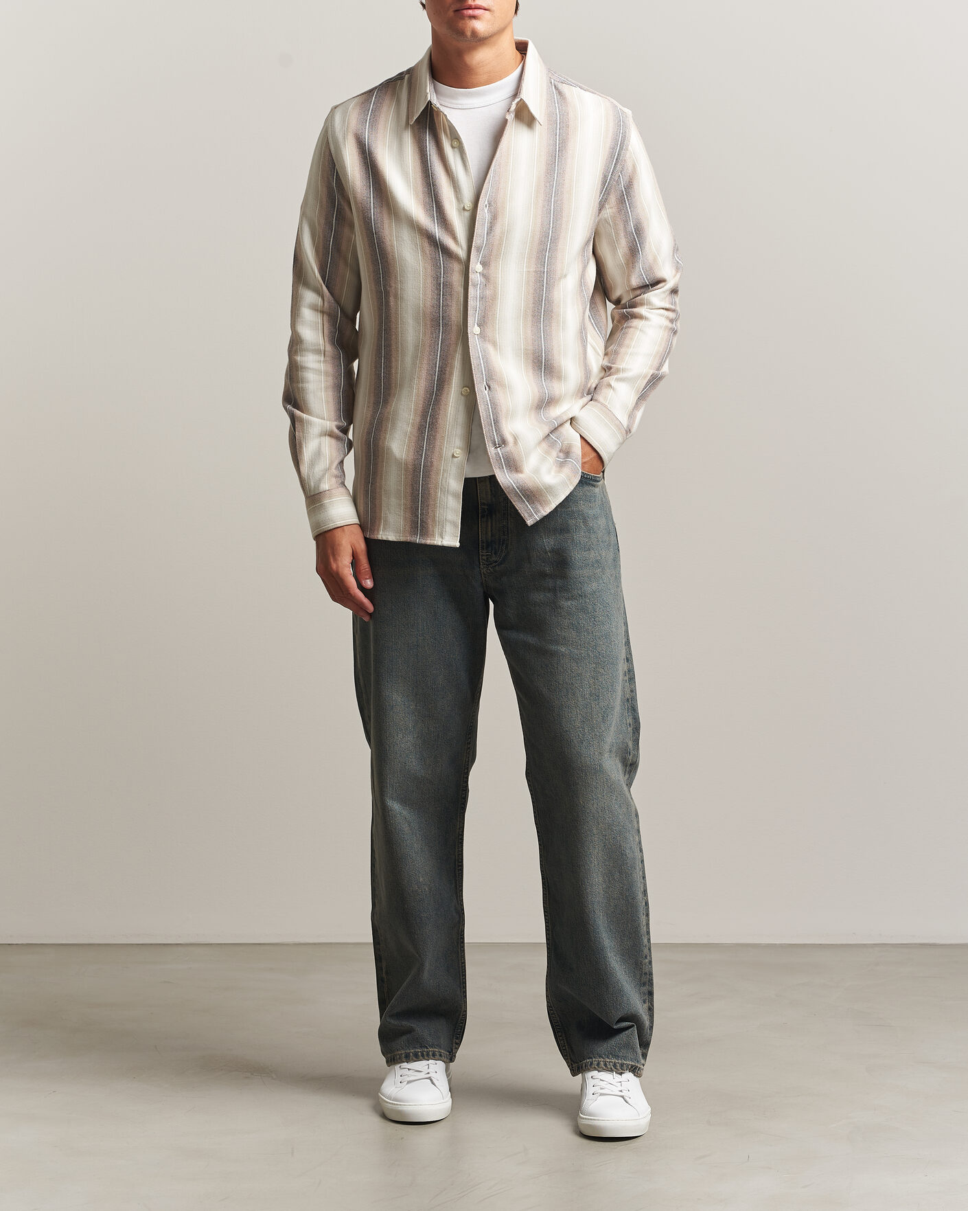 Herren | Hemden | KnowledgeCotton Apparel | Dune Regular Stripe Shirt Creme