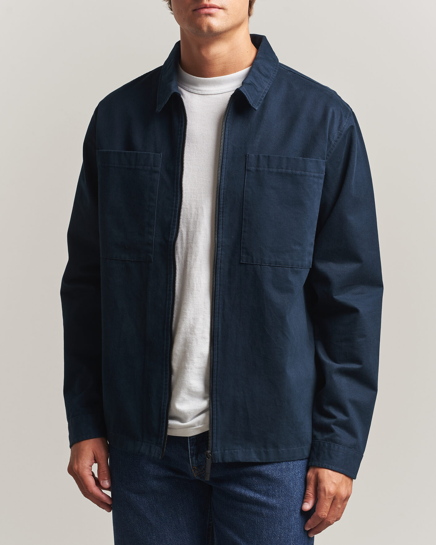Herren | Hemden | KnowledgeCotton Apparel | Twill Zip Overshirt Total Eclipse