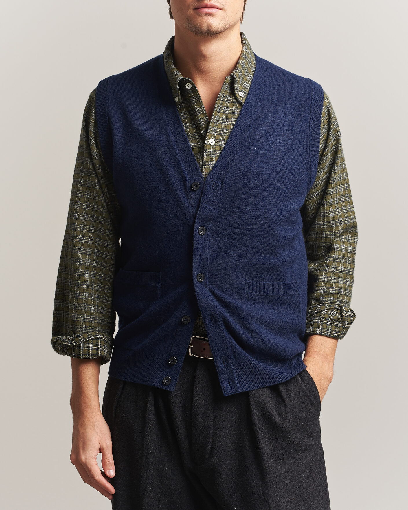 Herren | Pullover | BEAMS PLUS | Button Knit Vest Navy