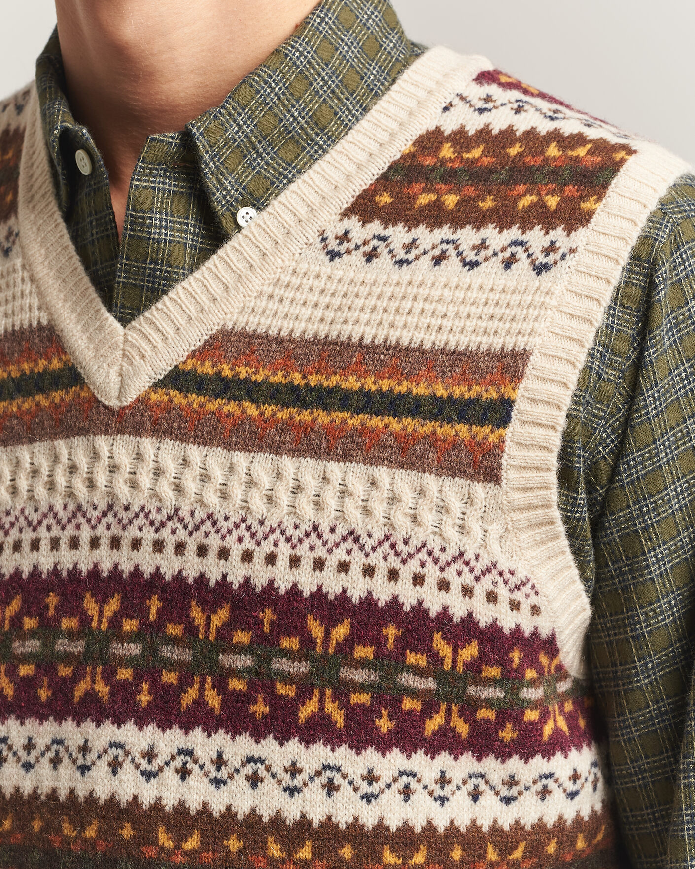 Herren | Pullover | BEAMS PLUS | Fair Isle Knit Vest Beige