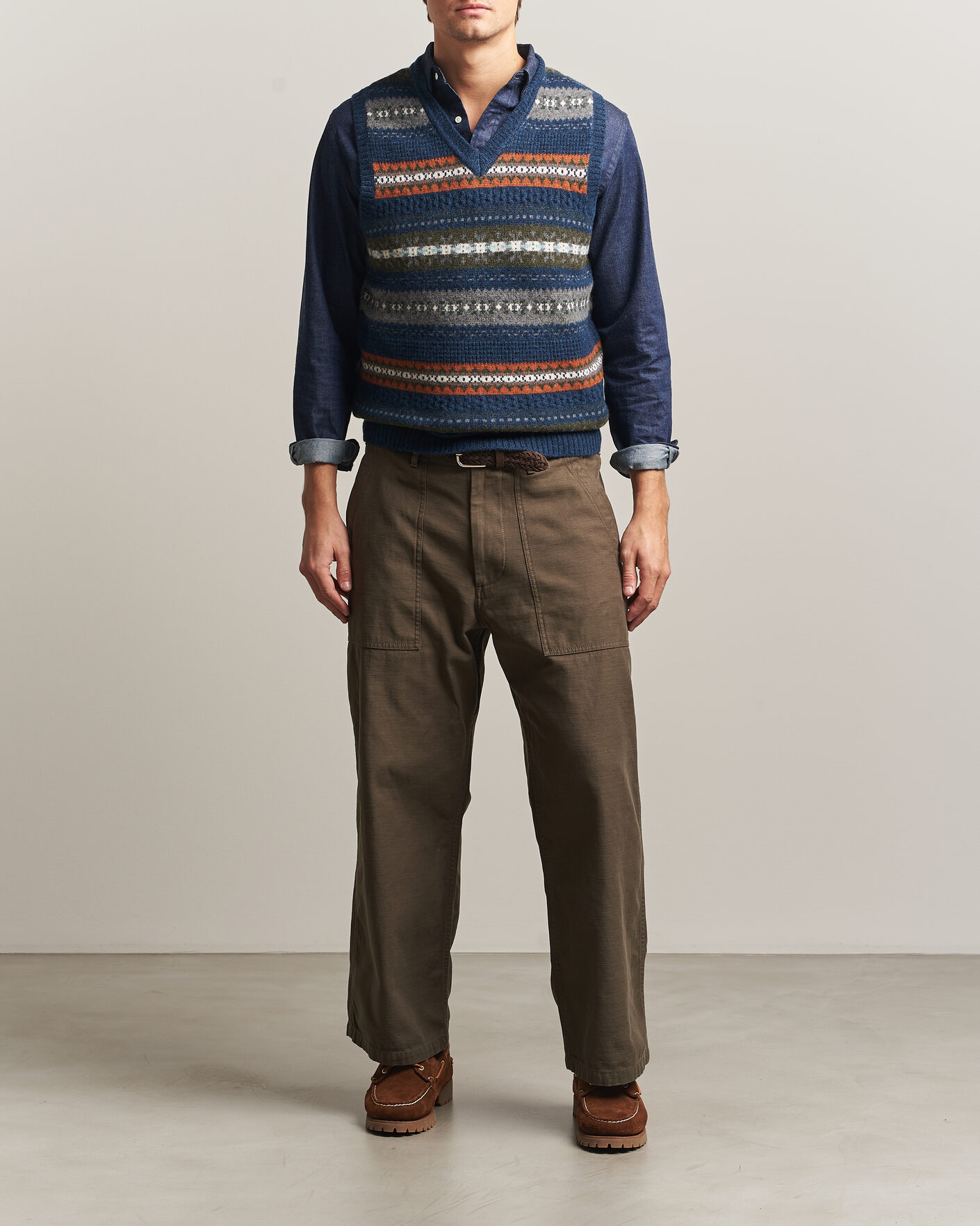 Herren | Pullover | BEAMS PLUS | Fair Isle Knit Vest Navy