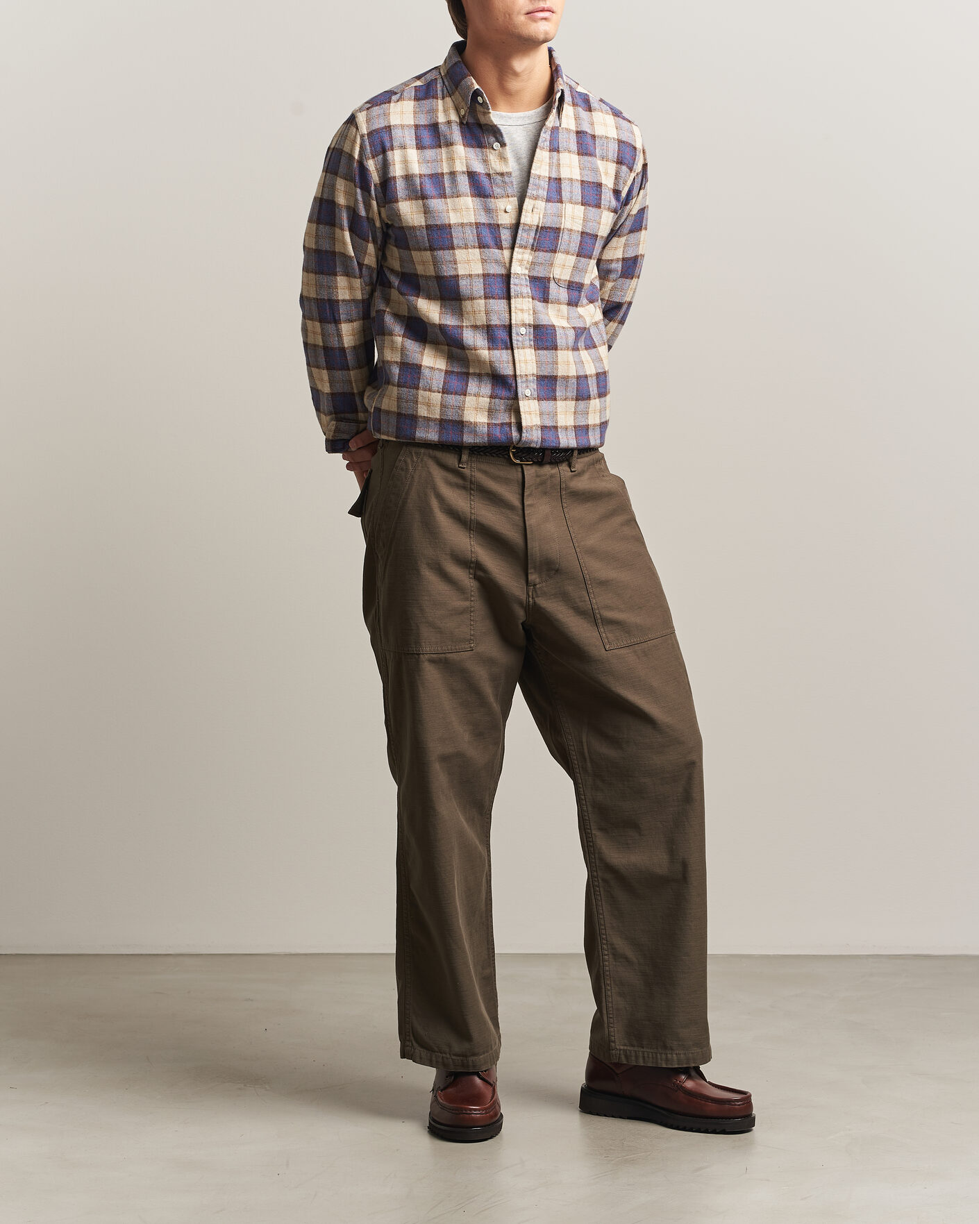 Herren | Hemden | BEAMS PLUS | Plaid Button Down Shirt White/Blue