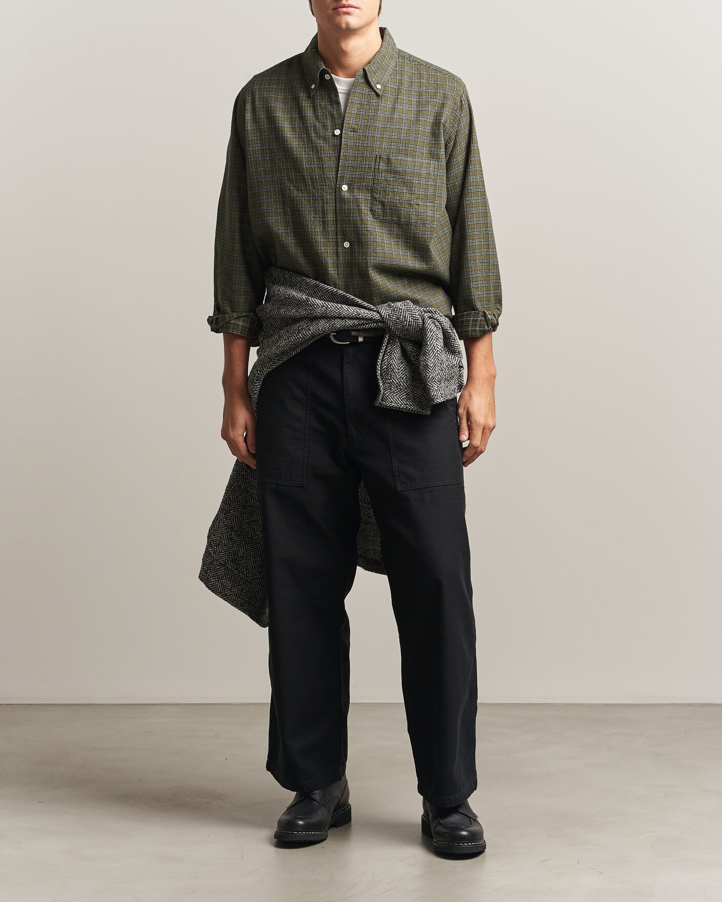 Herren | Hemden | BEAMS PLUS | Dobby Plaid Button Down Shirt Dark Green