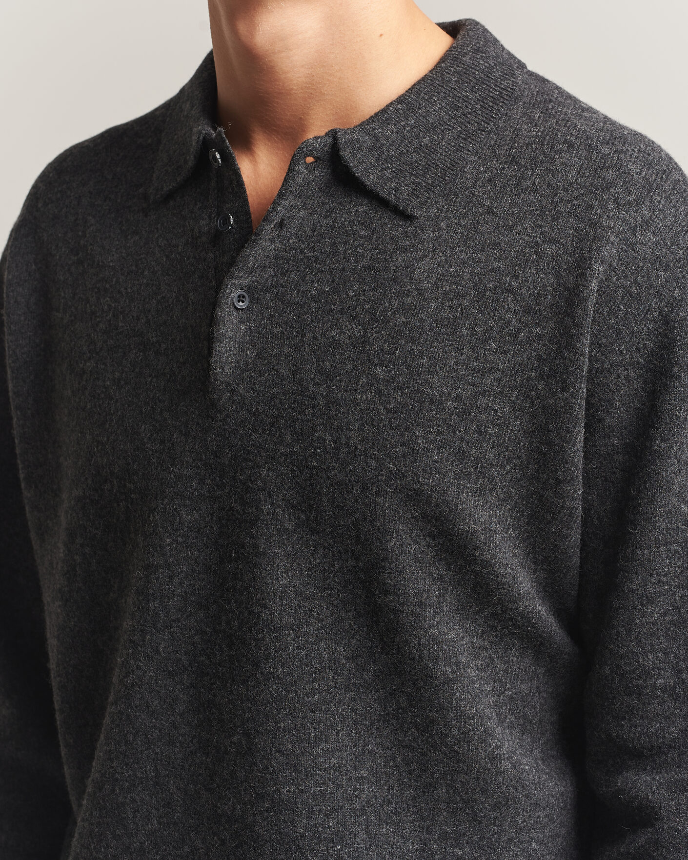 Herren | Pullover | BEAMS PLUS | Knitted Wool Polo Charcoal