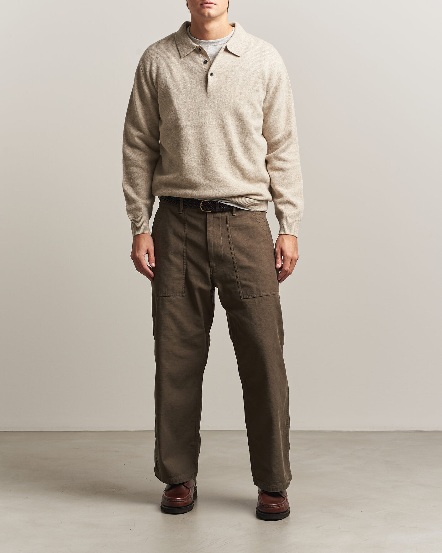 Herren | Pullover | BEAMS PLUS | Knitted Wool Polo Beige