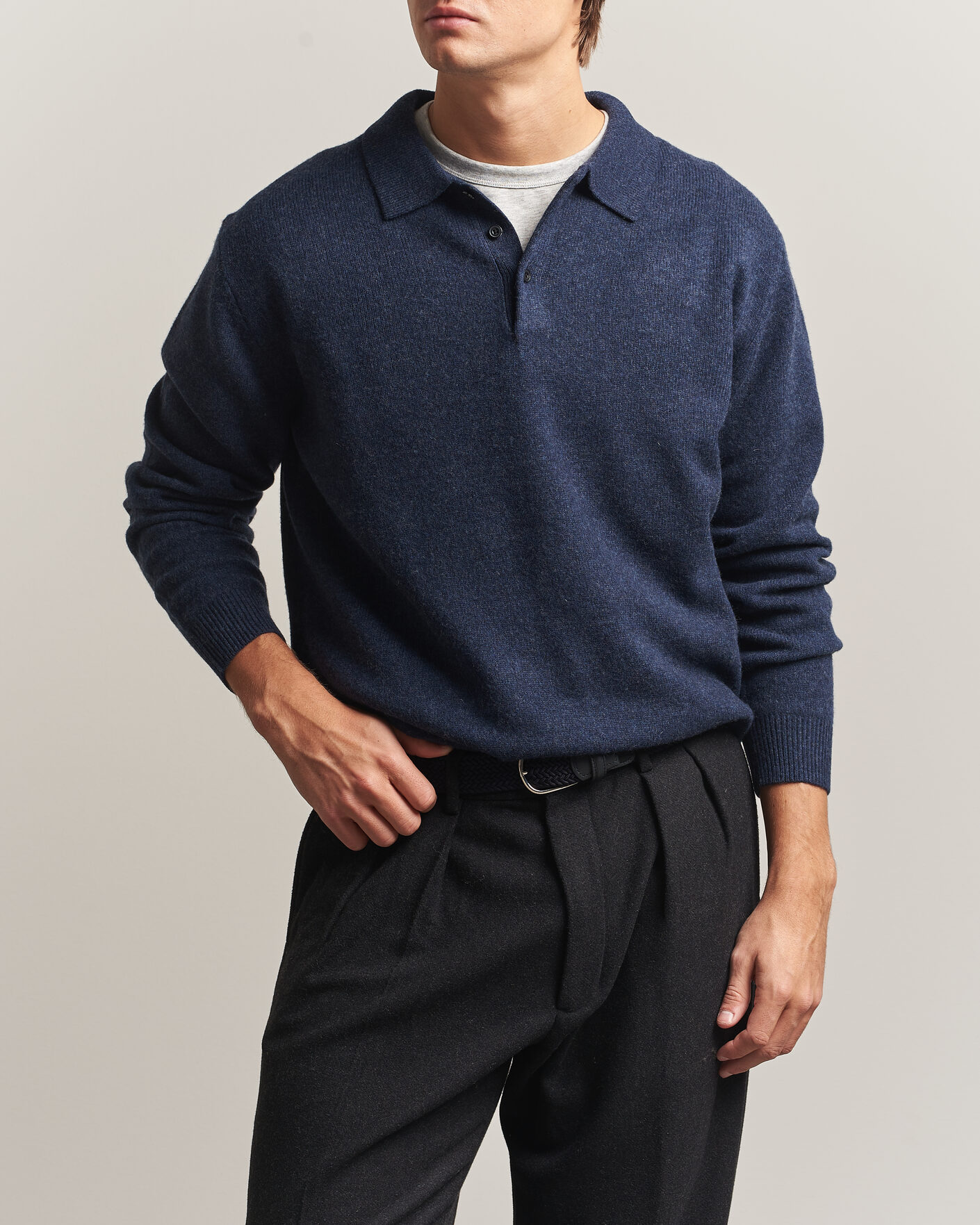 Herren | Pullover | BEAMS PLUS | Knitted Wool Polo Navy
