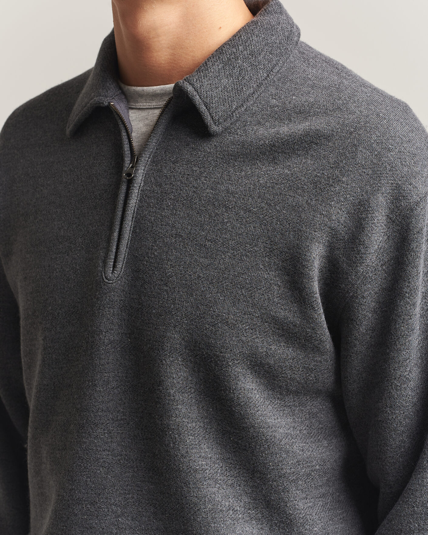 Herren | Pullover | BEAMS PLUS | Wool/Cotton Half Zip Charcoal