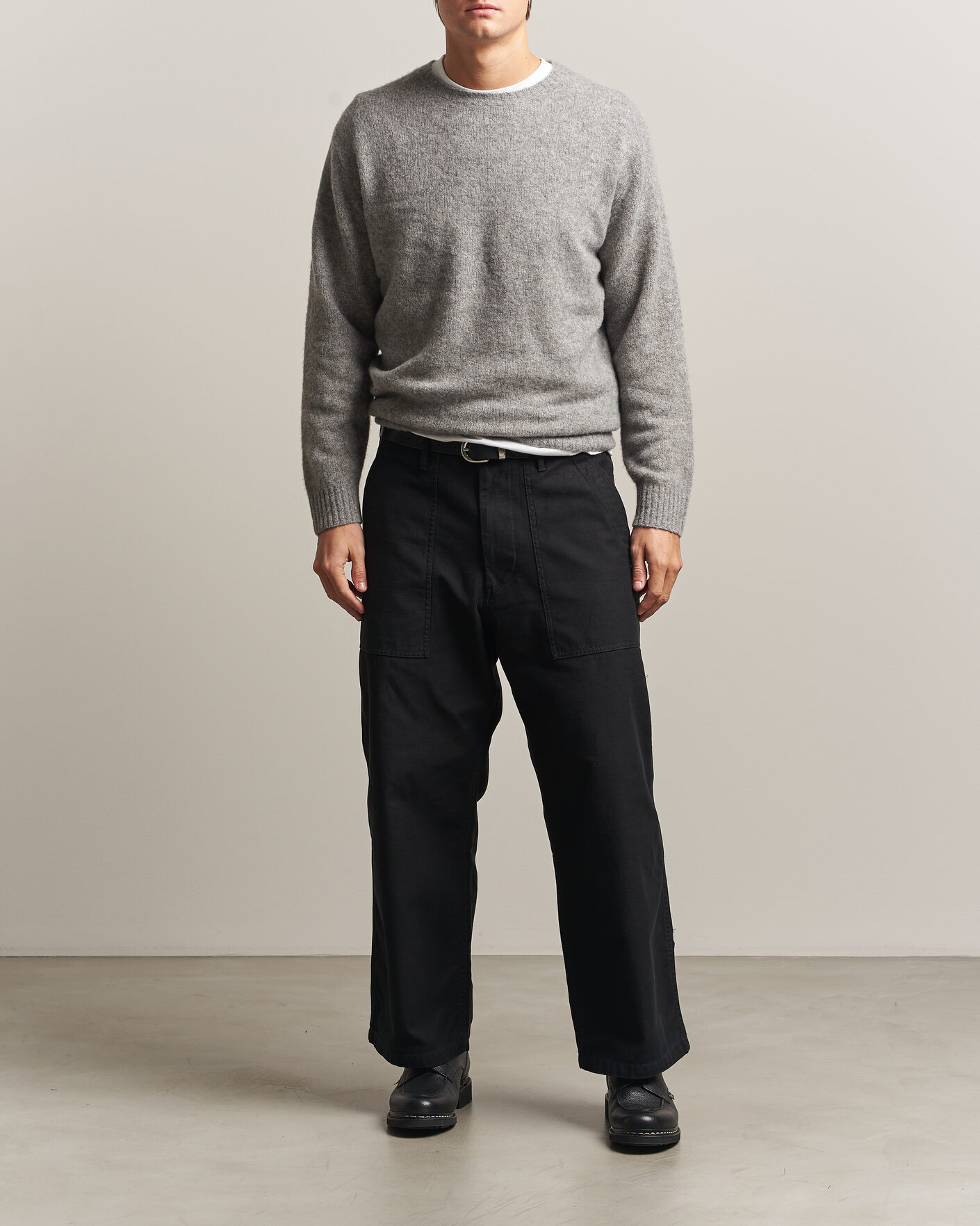 Herren | Pullover | BEAMS PLUS | Cashmere/Silk Crew Neck Grey Melange