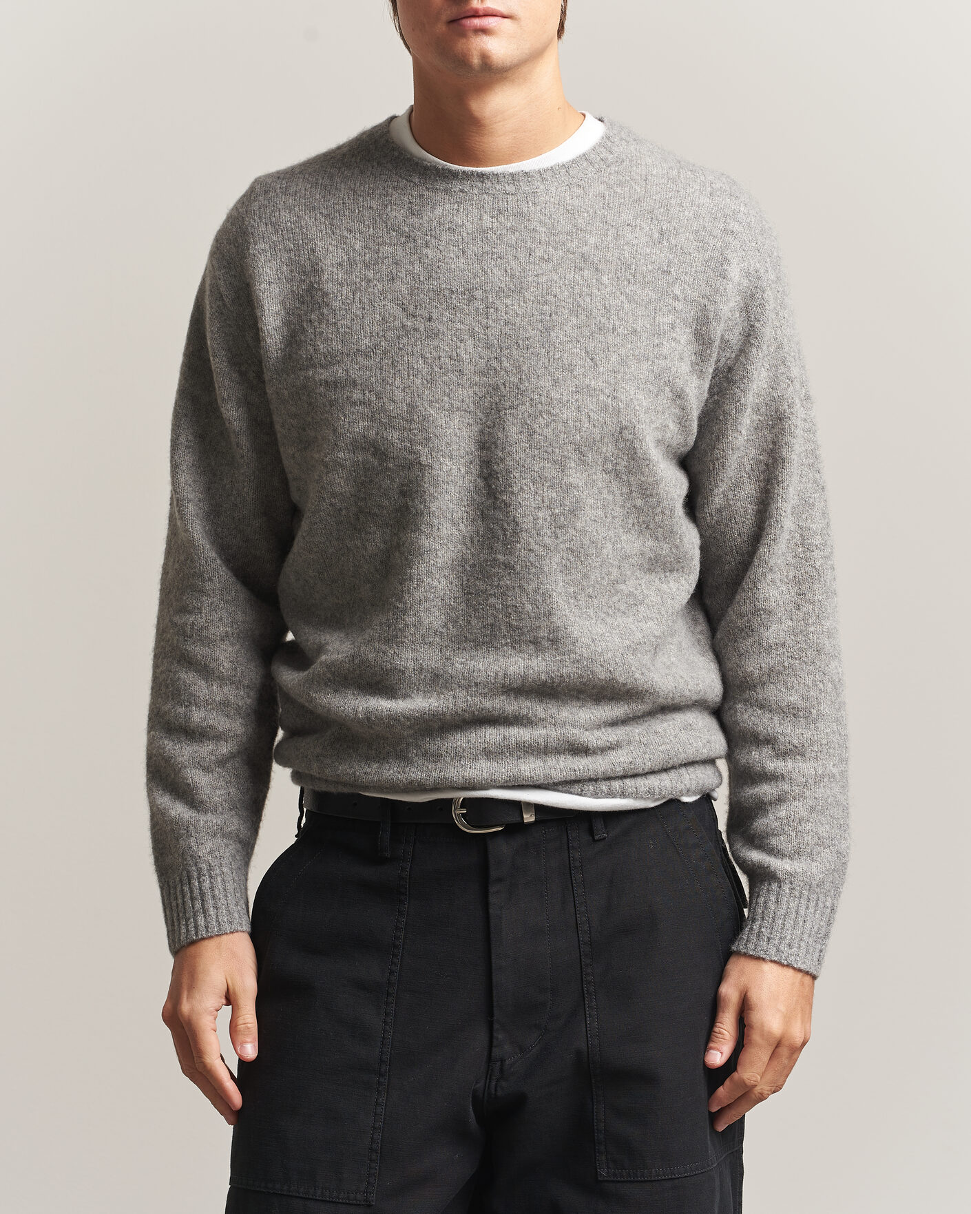 Herren | Pullover | BEAMS PLUS | Cashmere/Silk Crew Neck Grey Melange