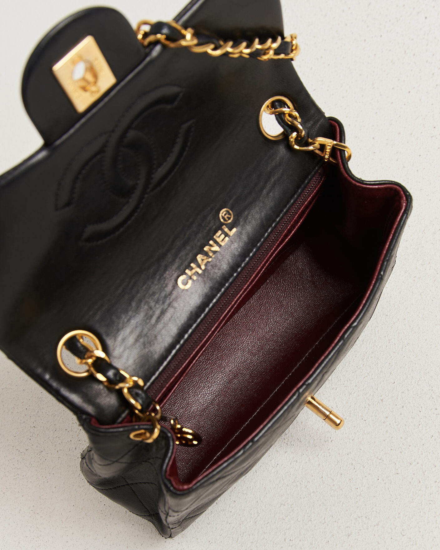 Herren | Pre-Owned & Vintage Bags | Chanel Pre-Owned | Classic Mini Square Single Flap Bag Lambskin Black