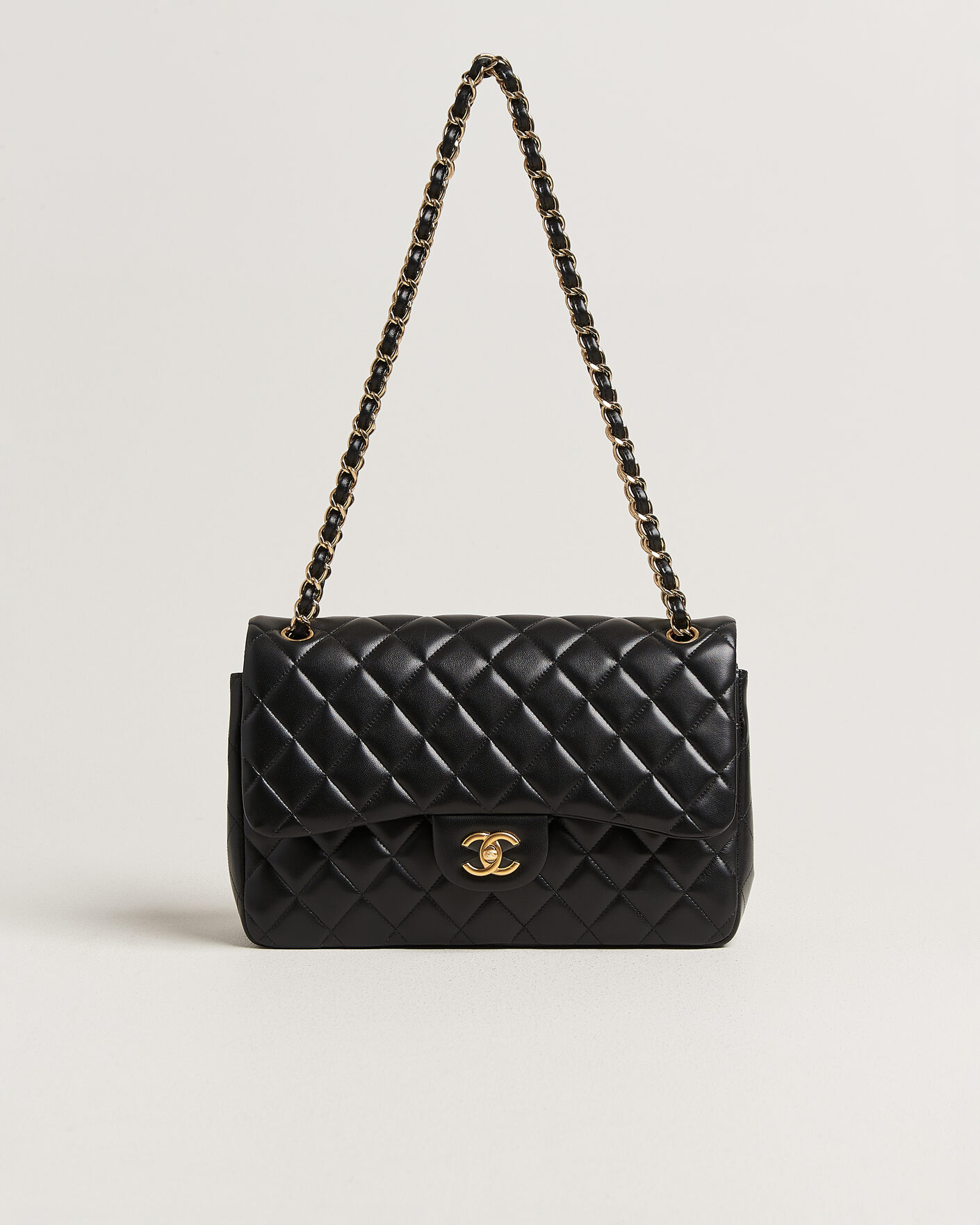 Herren | Pre-Owned & Vintage Bags | Chanel Pre-Owned | Classic Jumbo Double Flap Bag Lambskin Black