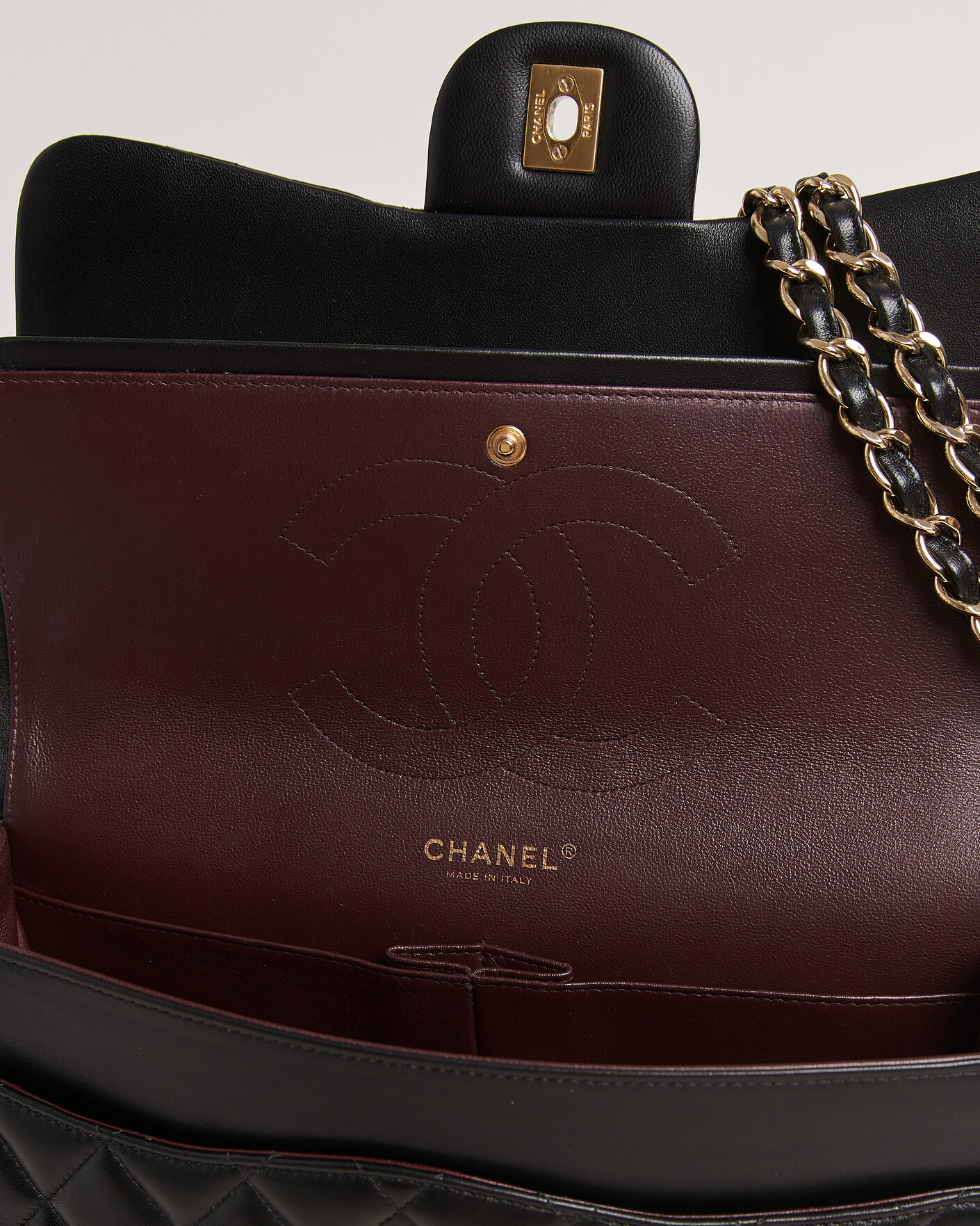 Herren | Pre-Owned & Vintage Bags | Chanel Pre-Owned | Classic Jumbo Double Flap Bag Lambskin Black